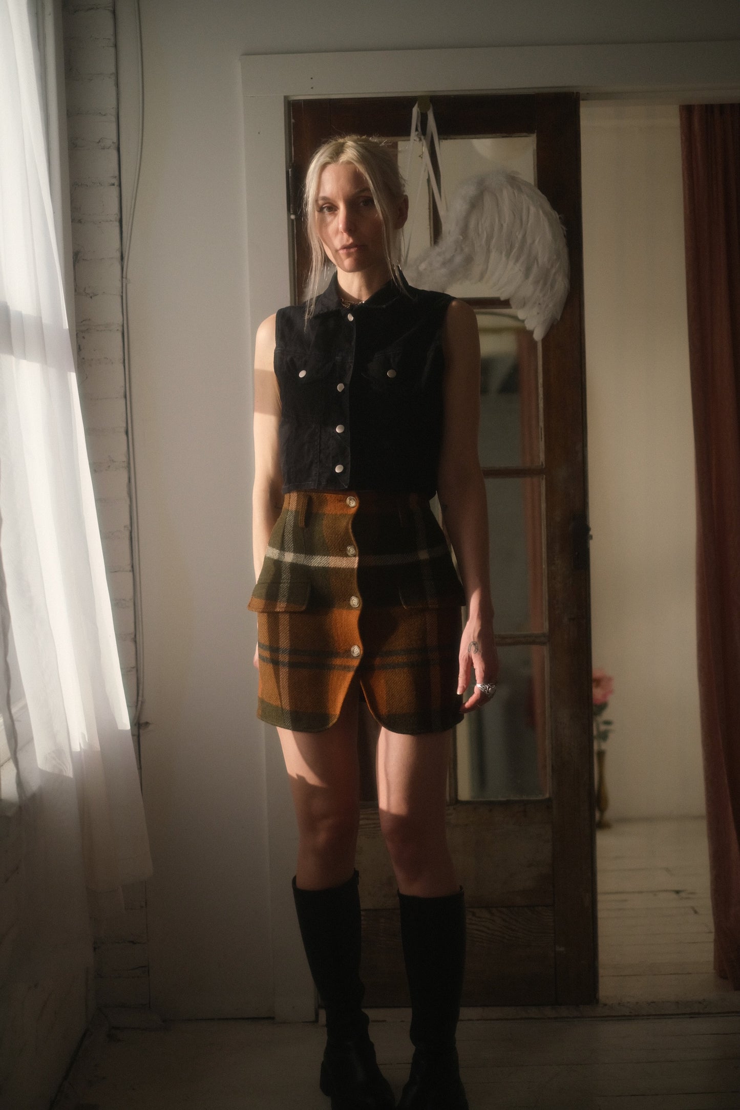 1990s Armani Plaid Skirt