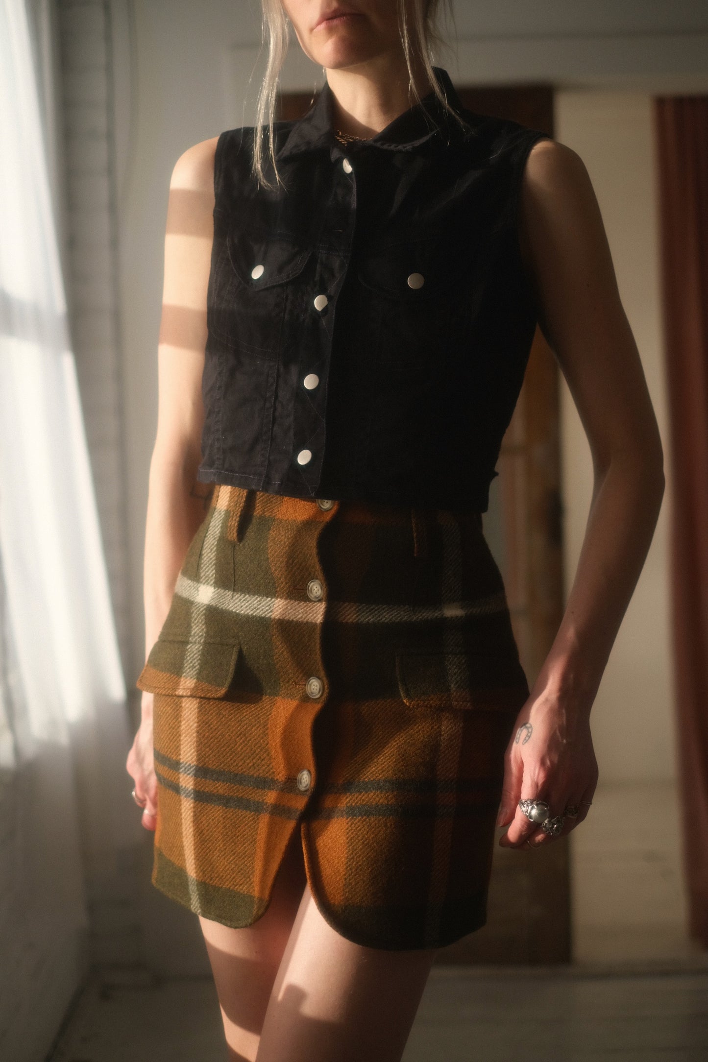 1990s Armani Plaid Skirt