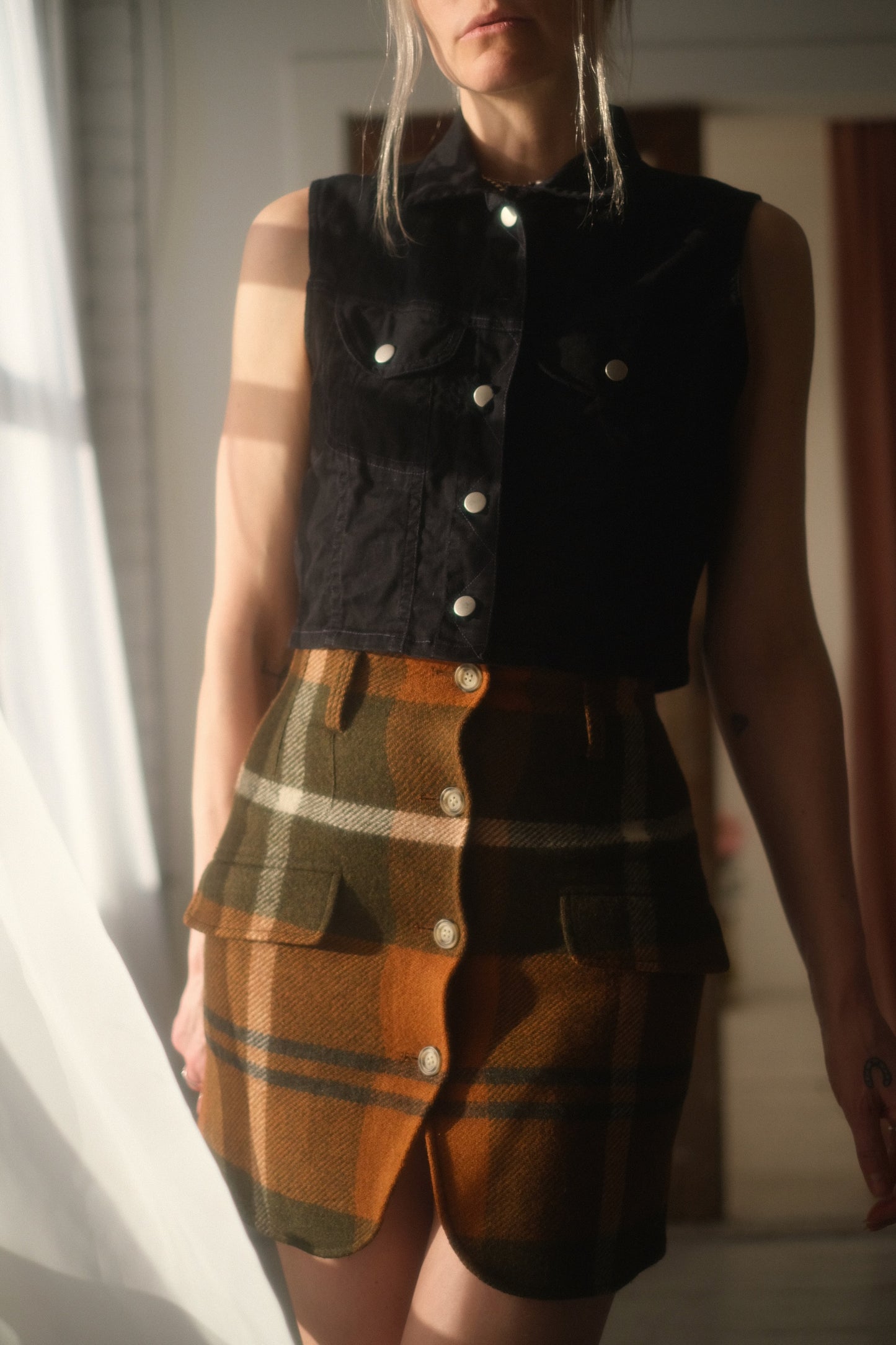 1990s Armani Plaid Skirt
