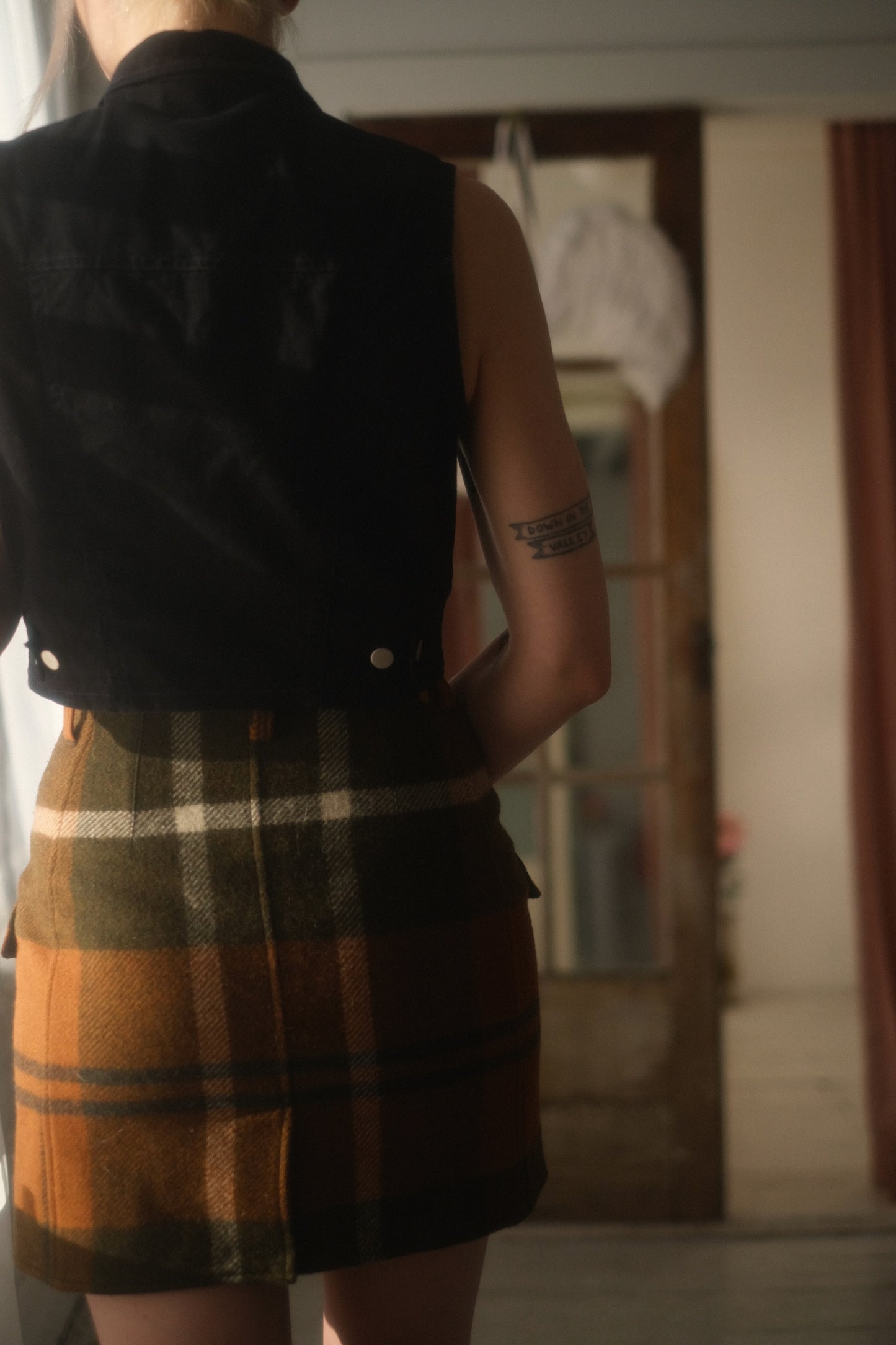 1990s Armani Plaid Skirt
