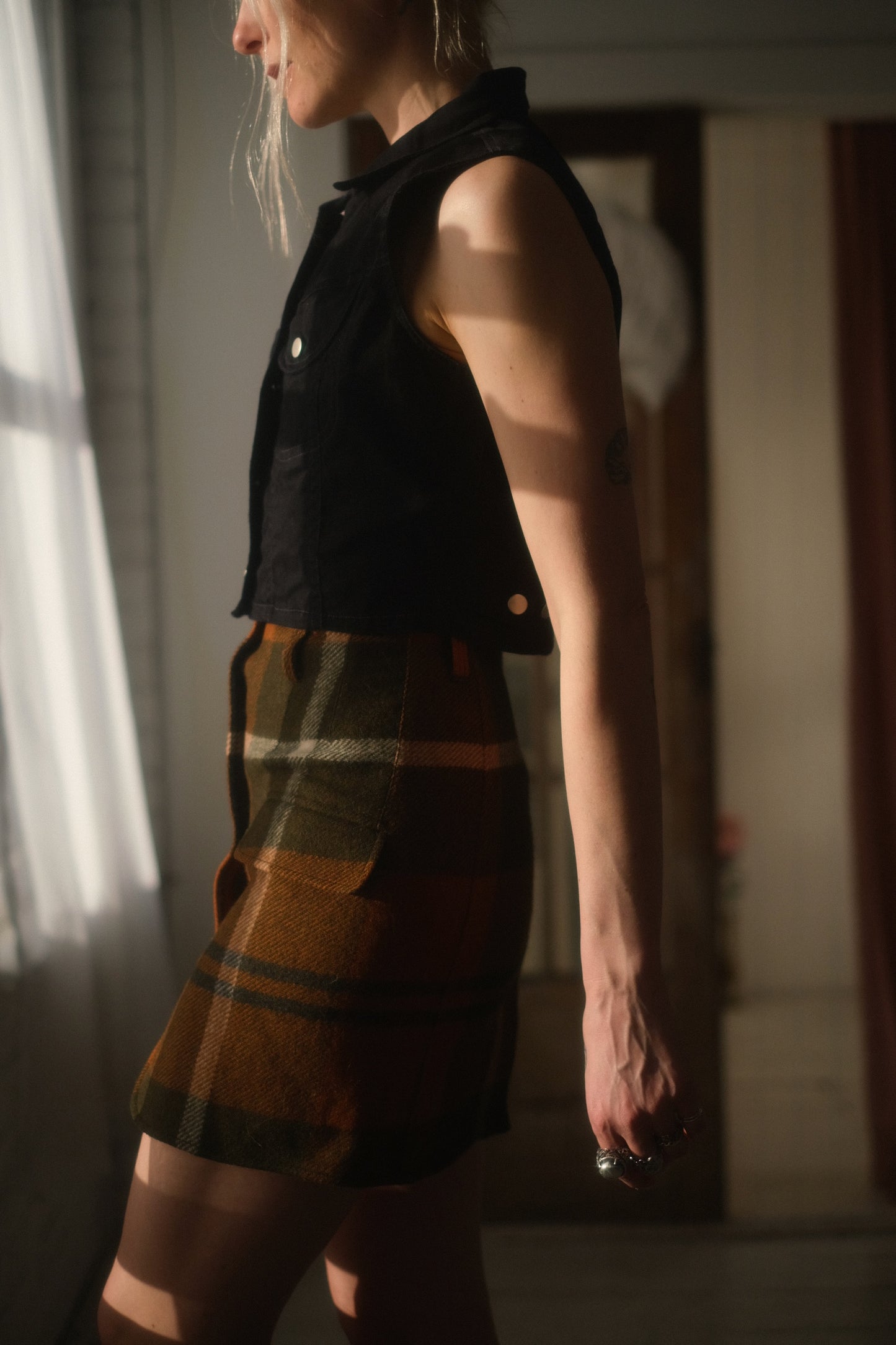 1990s Armani Plaid Skirt