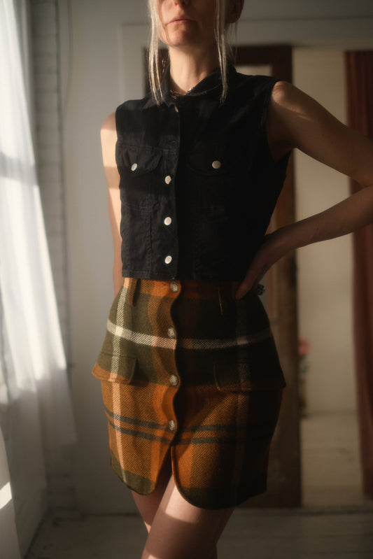 1990s Armani Plaid Skirt