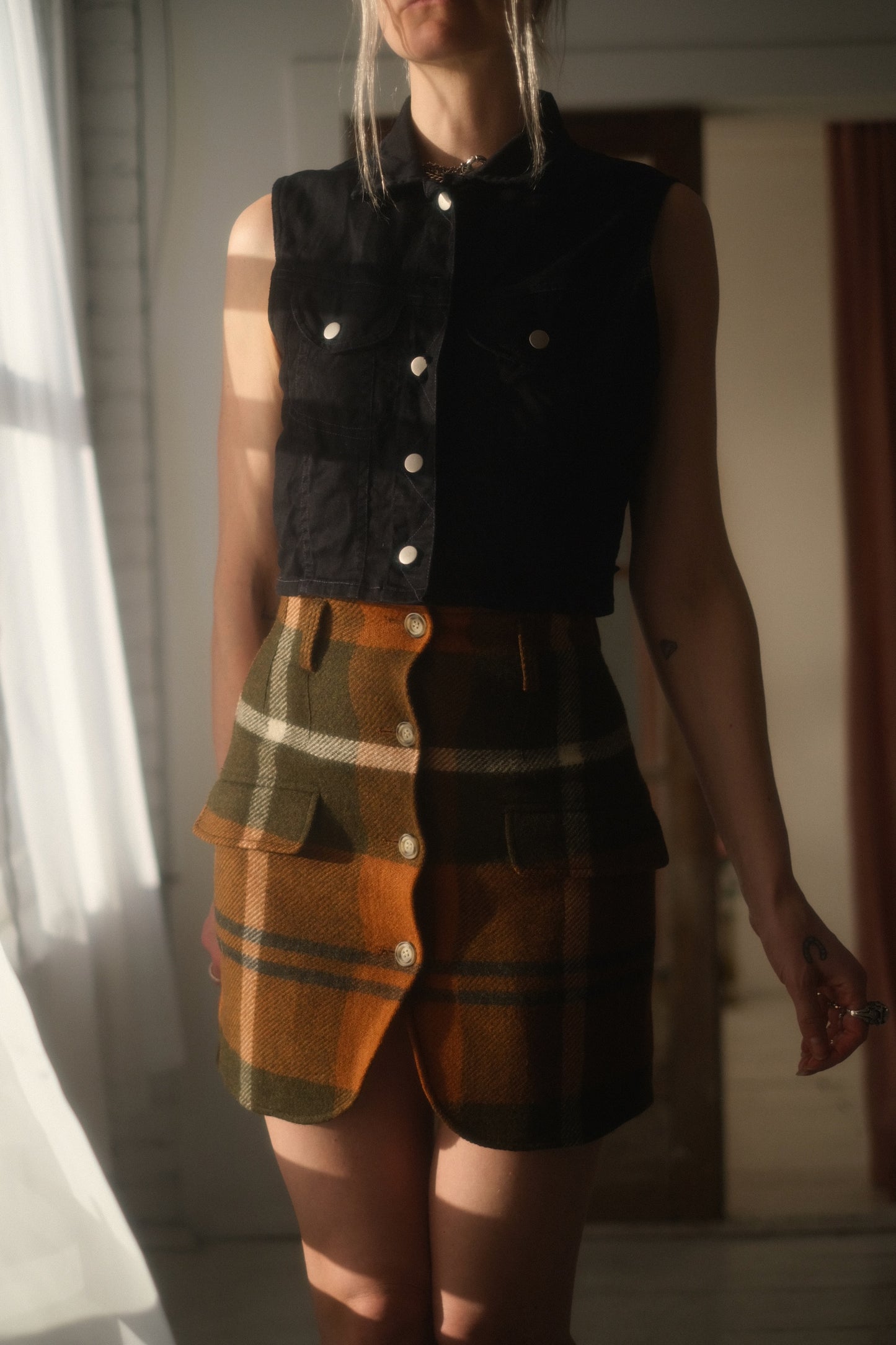 1990s Armani Plaid Skirt