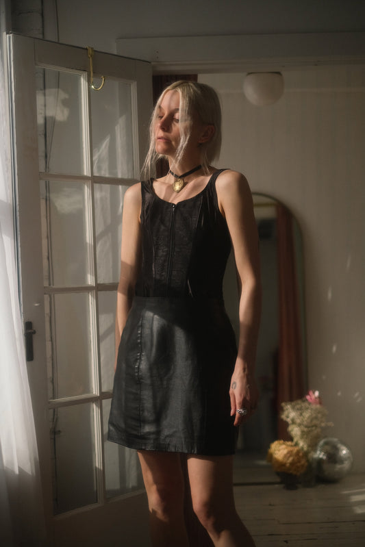 1980s Leather Mini Skirt