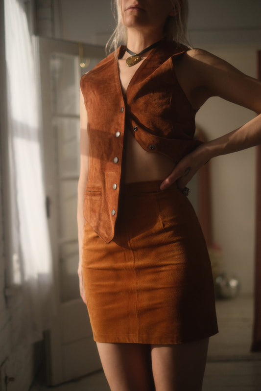 1980s Sienna Suede Skirt