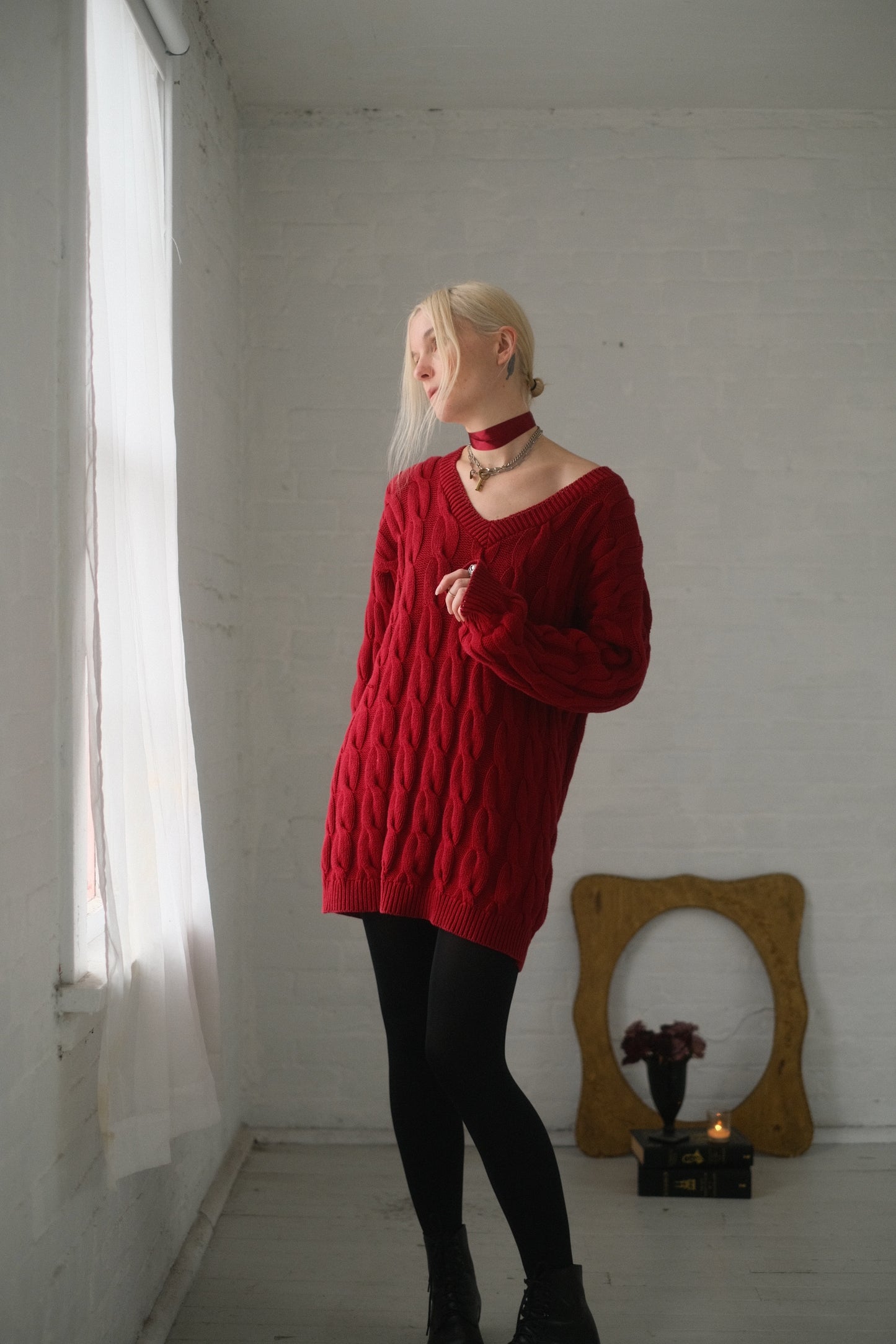 1980s Cerise Sweater Dress