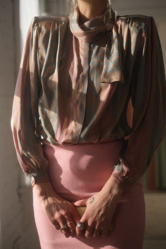 1970s Dusk Bow Blouse