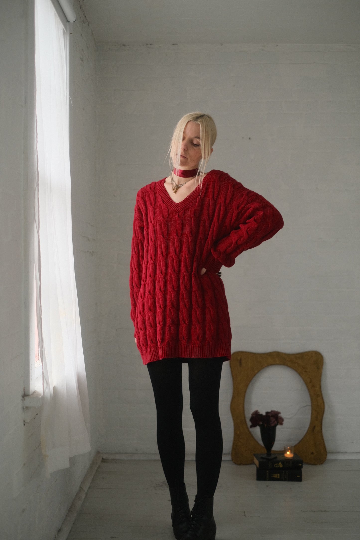 1980s Cerise Sweater Dress