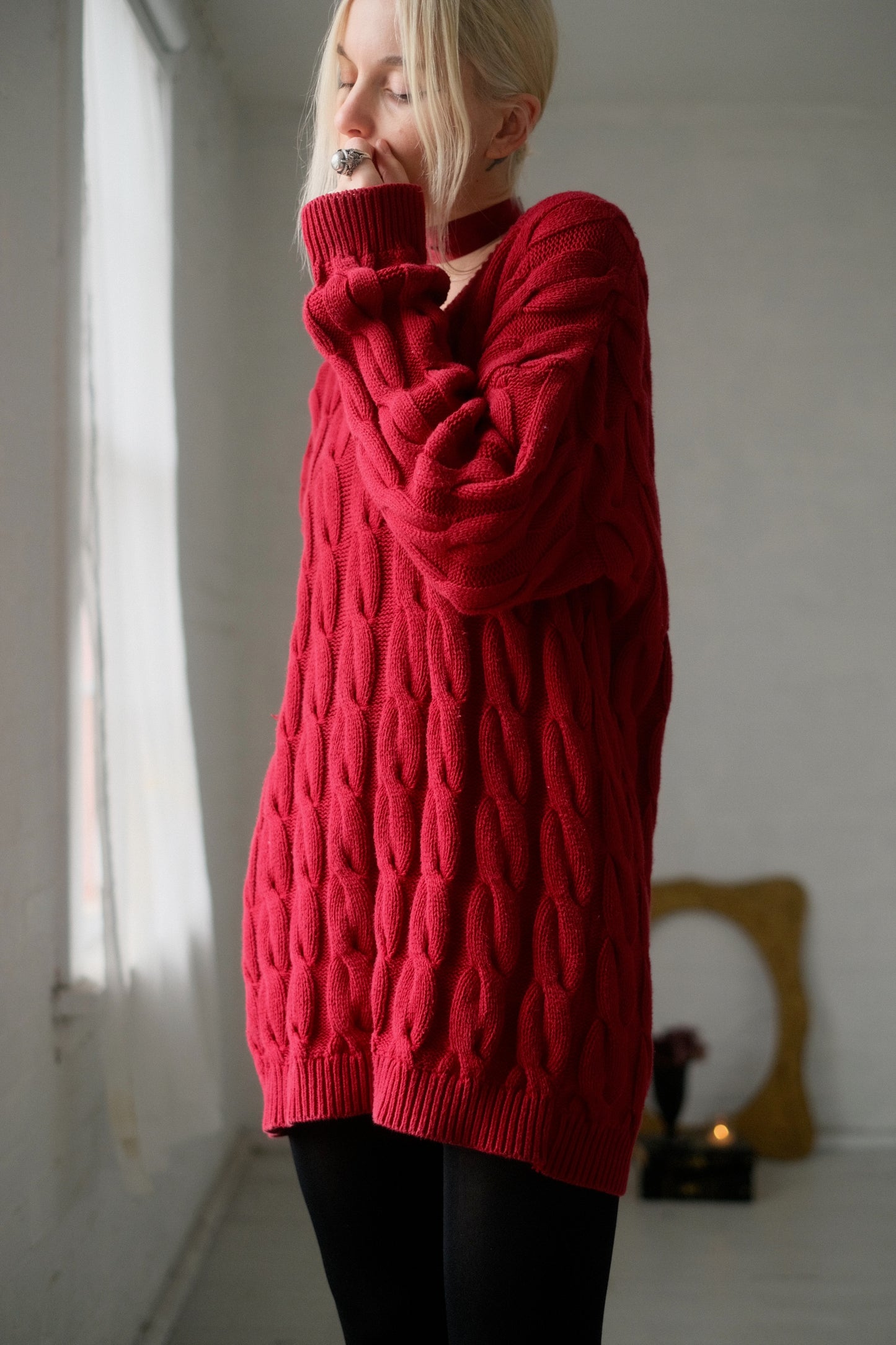 1980s Cerise Sweater Dress