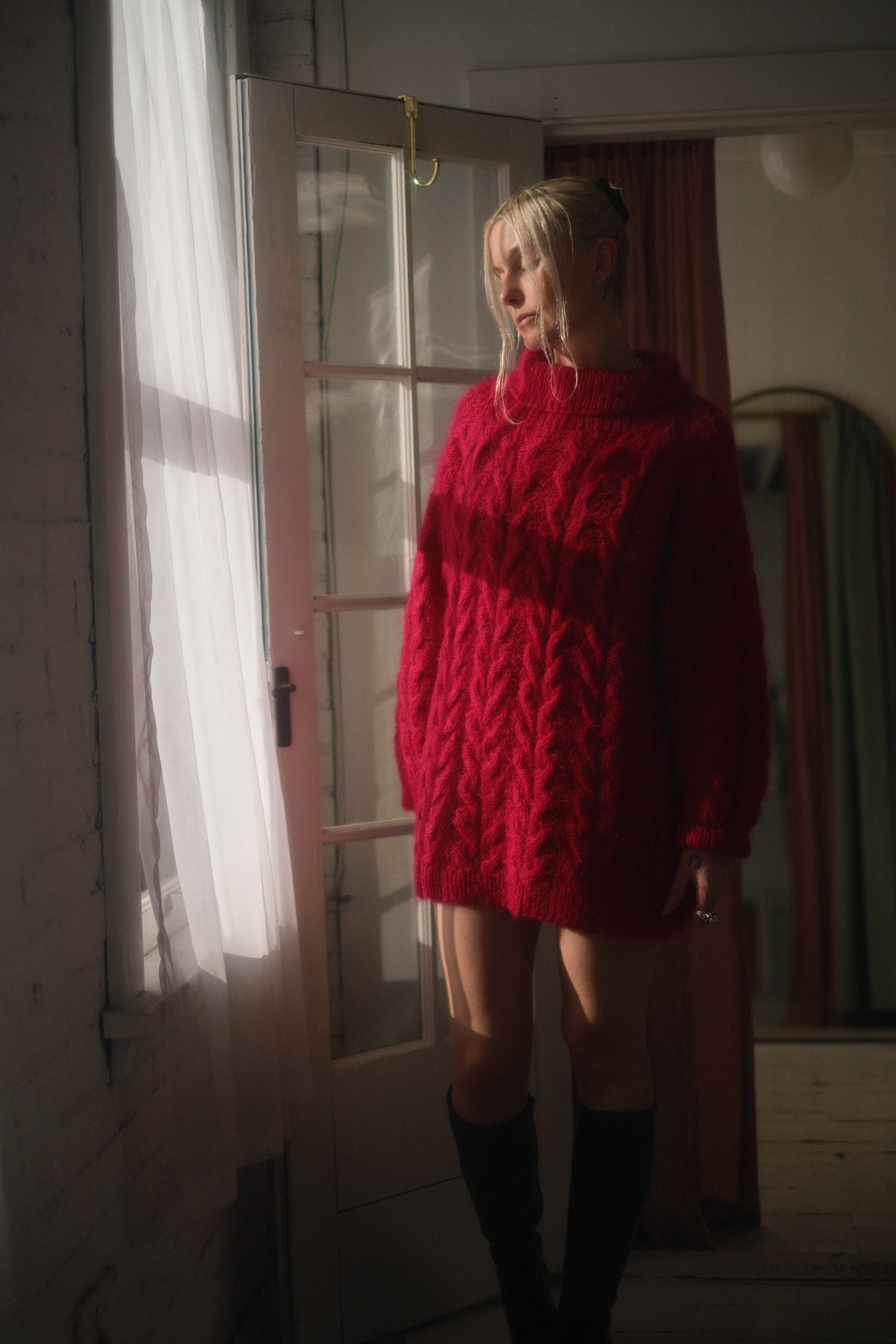 1980s Magenta Mohair Knit Dress