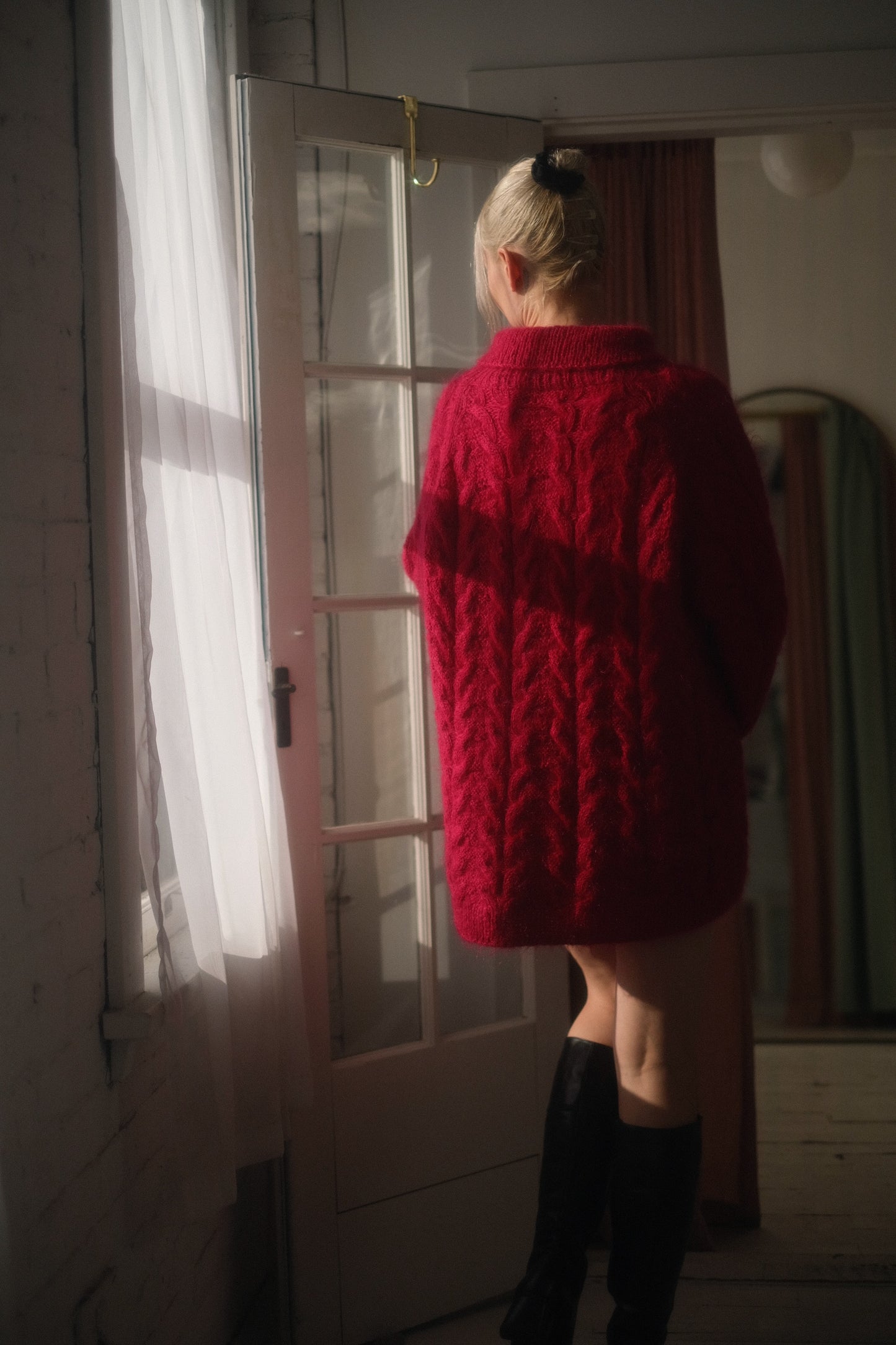 1980s Magenta Mohair Knit Dress