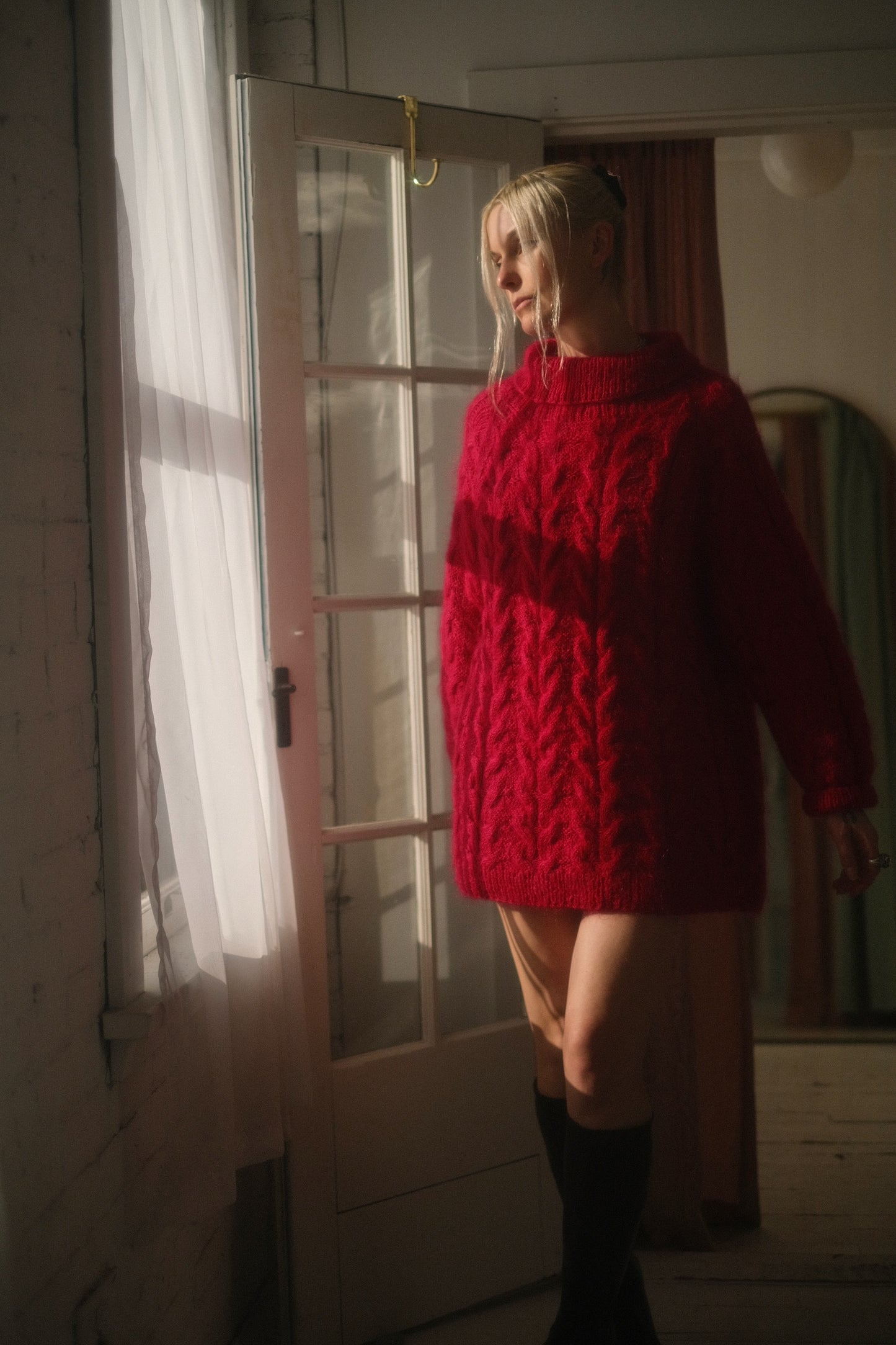 1980s Magenta Mohair Knit Dress