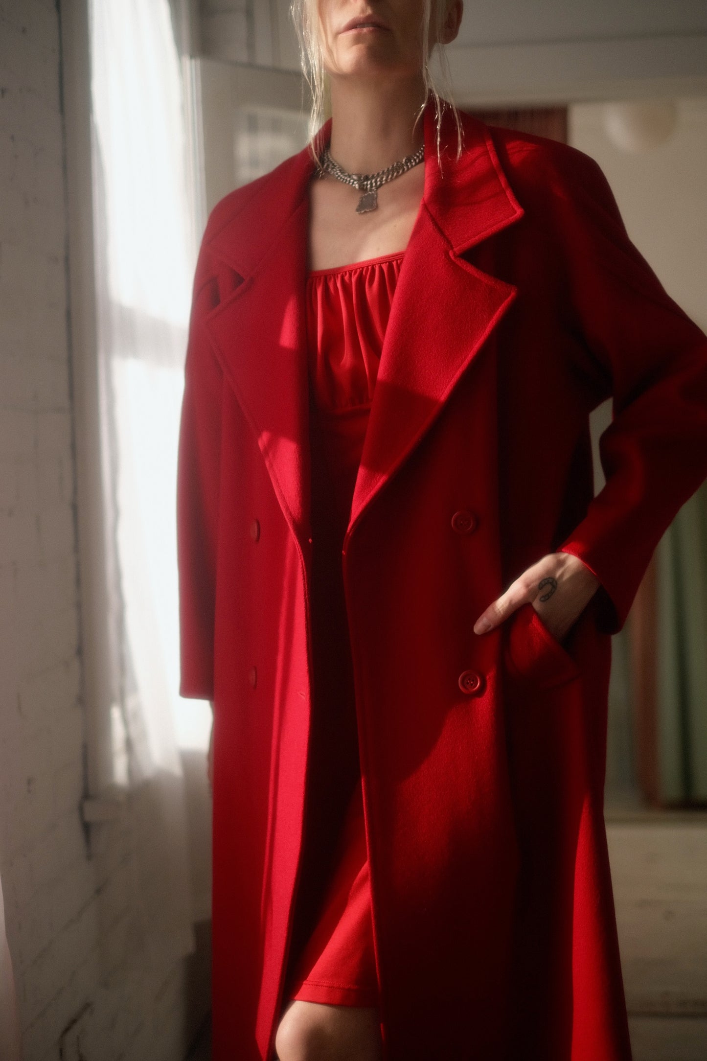 1980s Cerise Wool Overcoat
