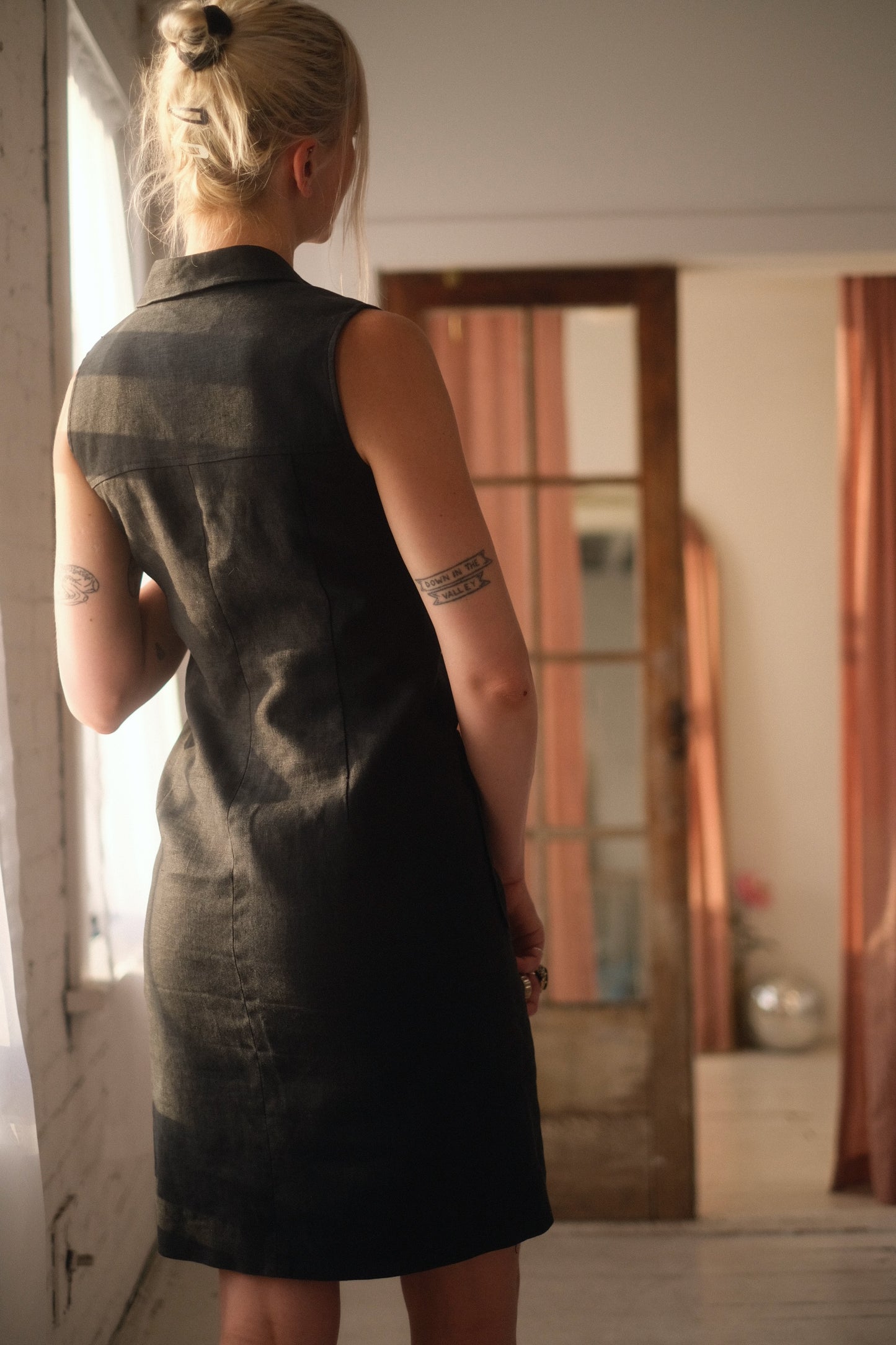 1990s Linen Zip Dress