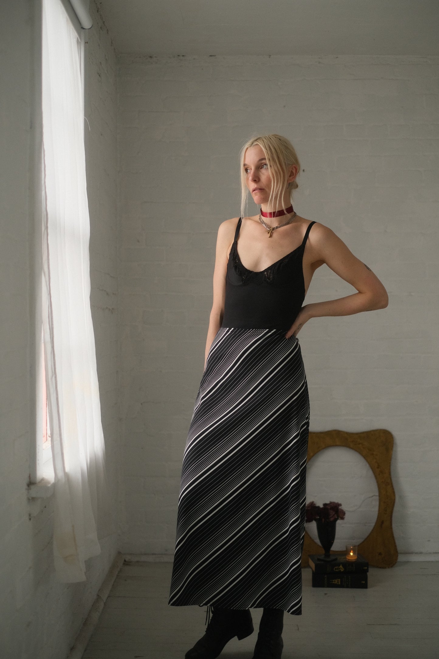 1990s Stripe Maxi Skirt