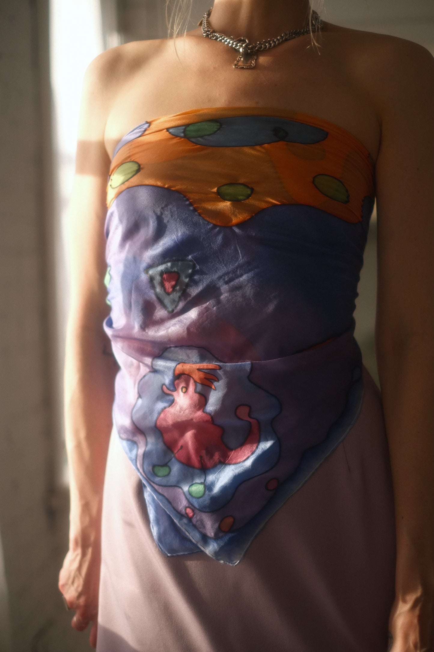 1990s Silk Pastel Scarf