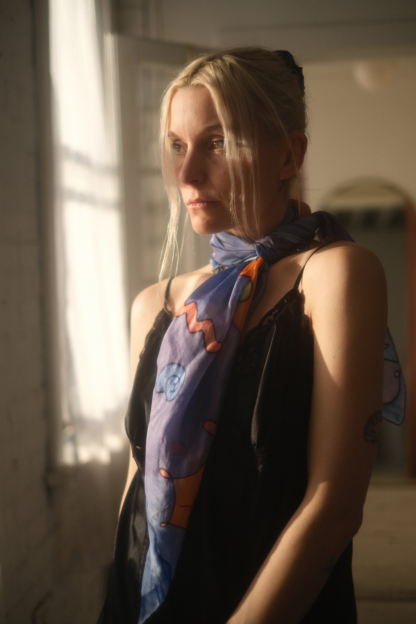 1990s Silk Pastel Scarf