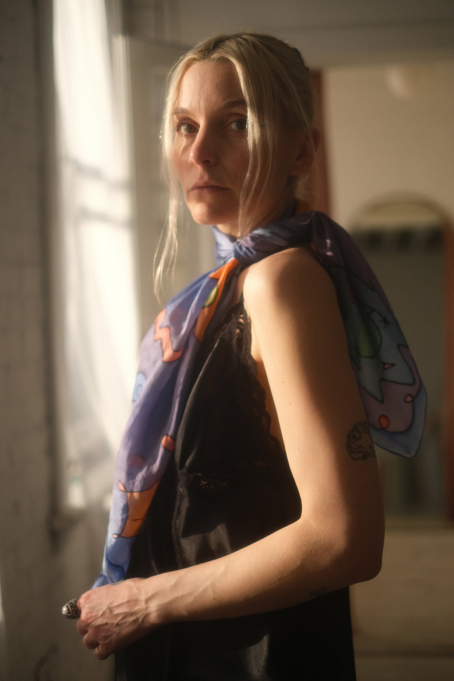 1990s Silk Pastel Scarf