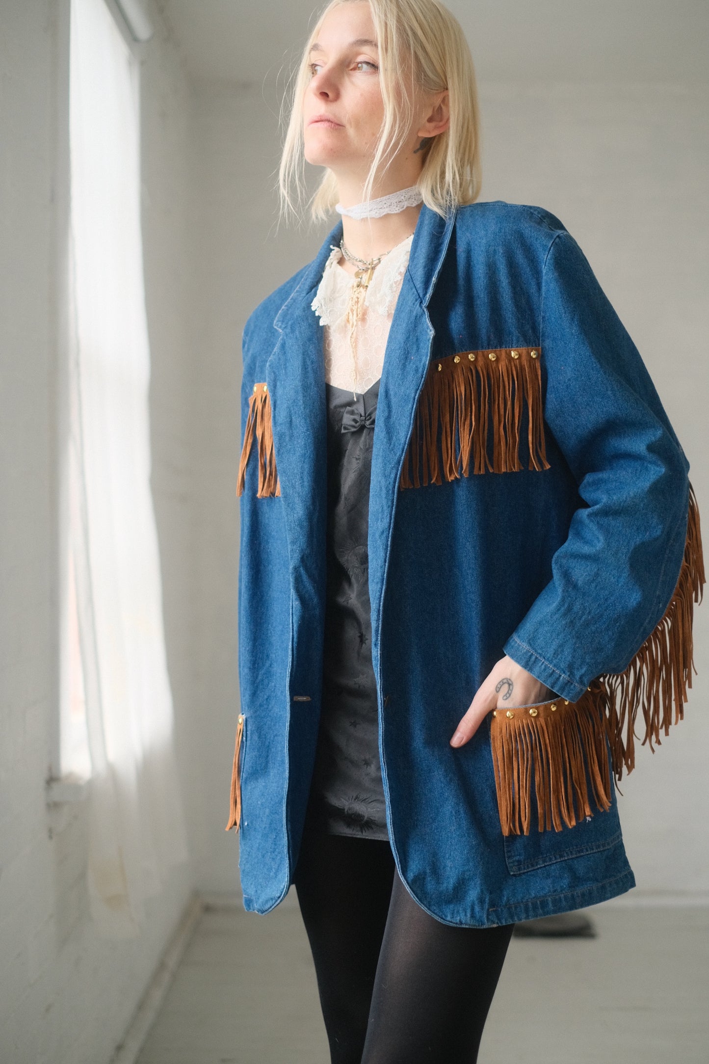 1980s Western Denim Blazer