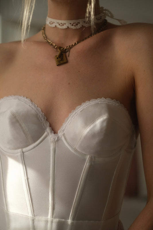 1980s Satin Bustier 36 A