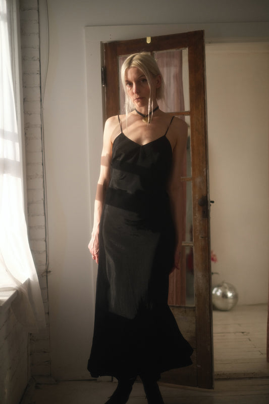 1940s Ebony Slip Dress
