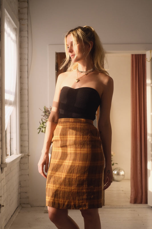 1980s Mustard Linen Skirt