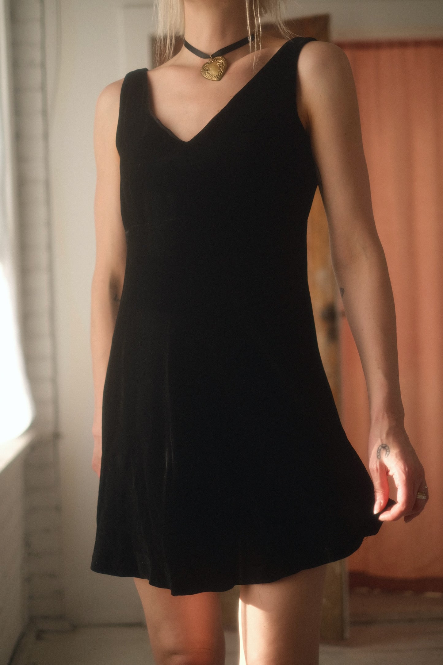 1990s DKNY Silk Velvet Dress