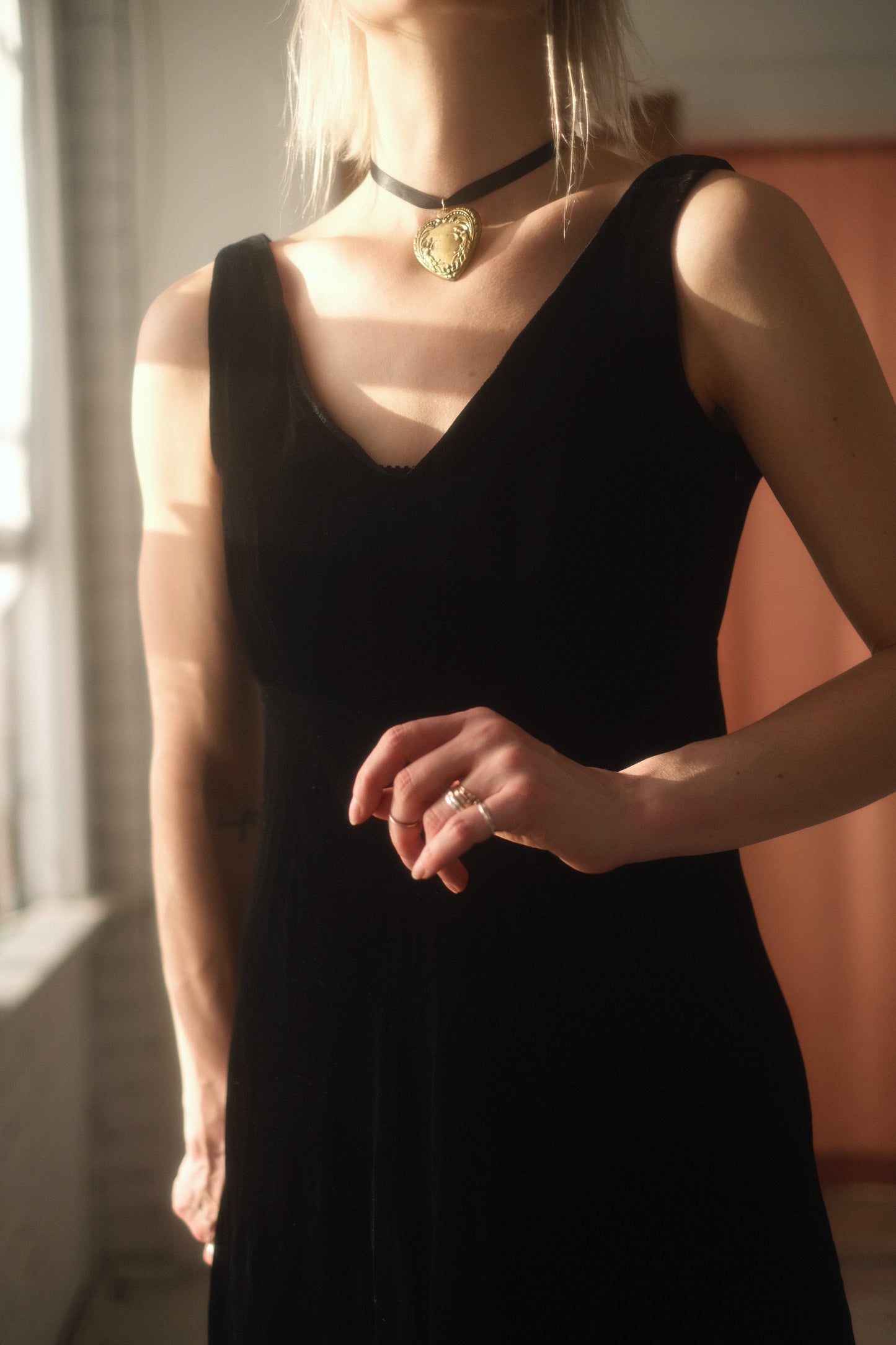 1990s DKNY Silk Velvet Dress