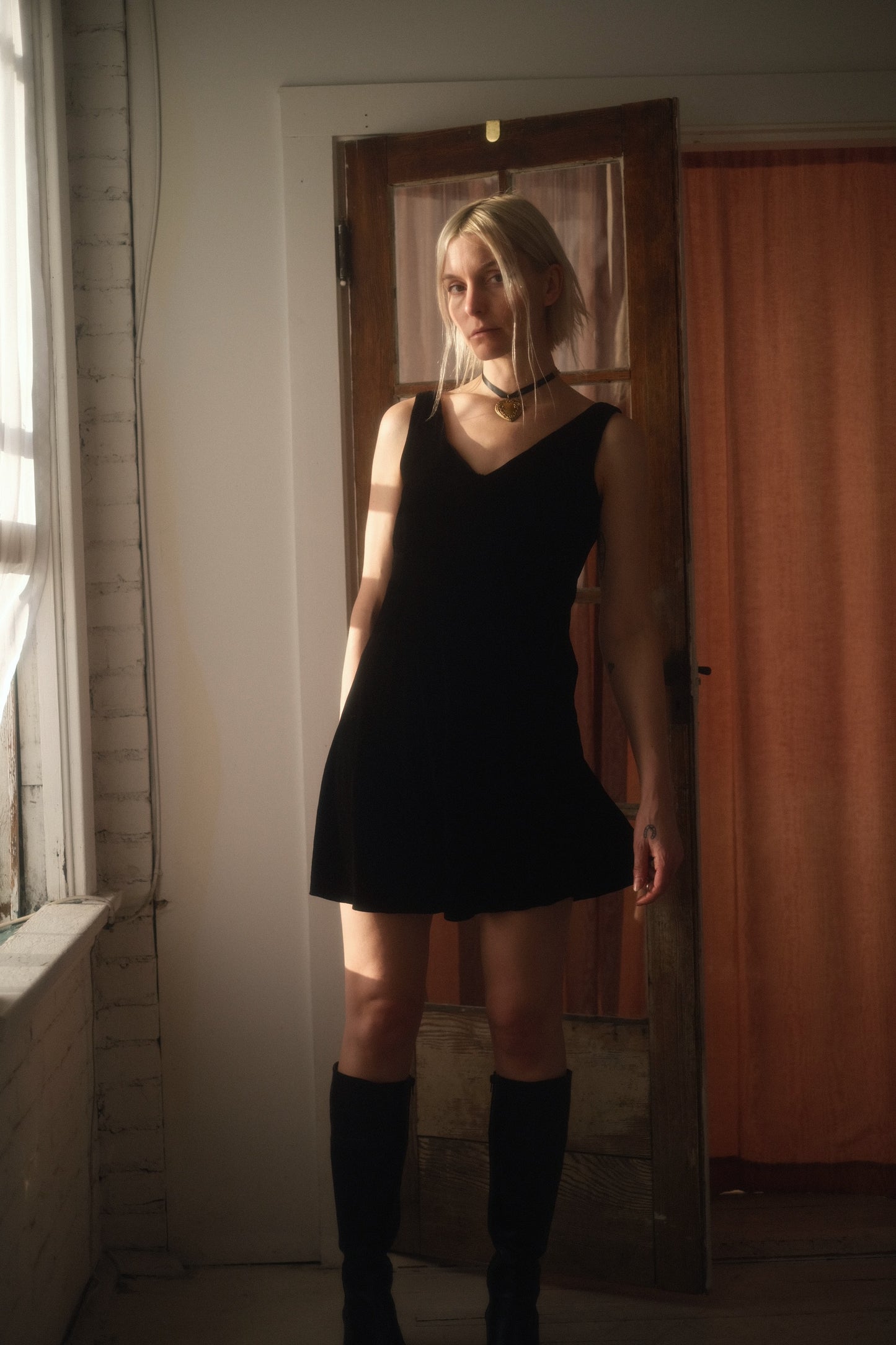 1990s DKNY Silk Velvet Dress