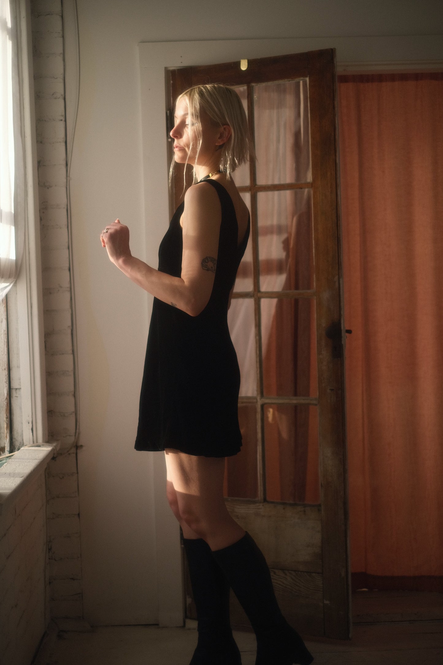 1990s DKNY Silk Velvet Dress