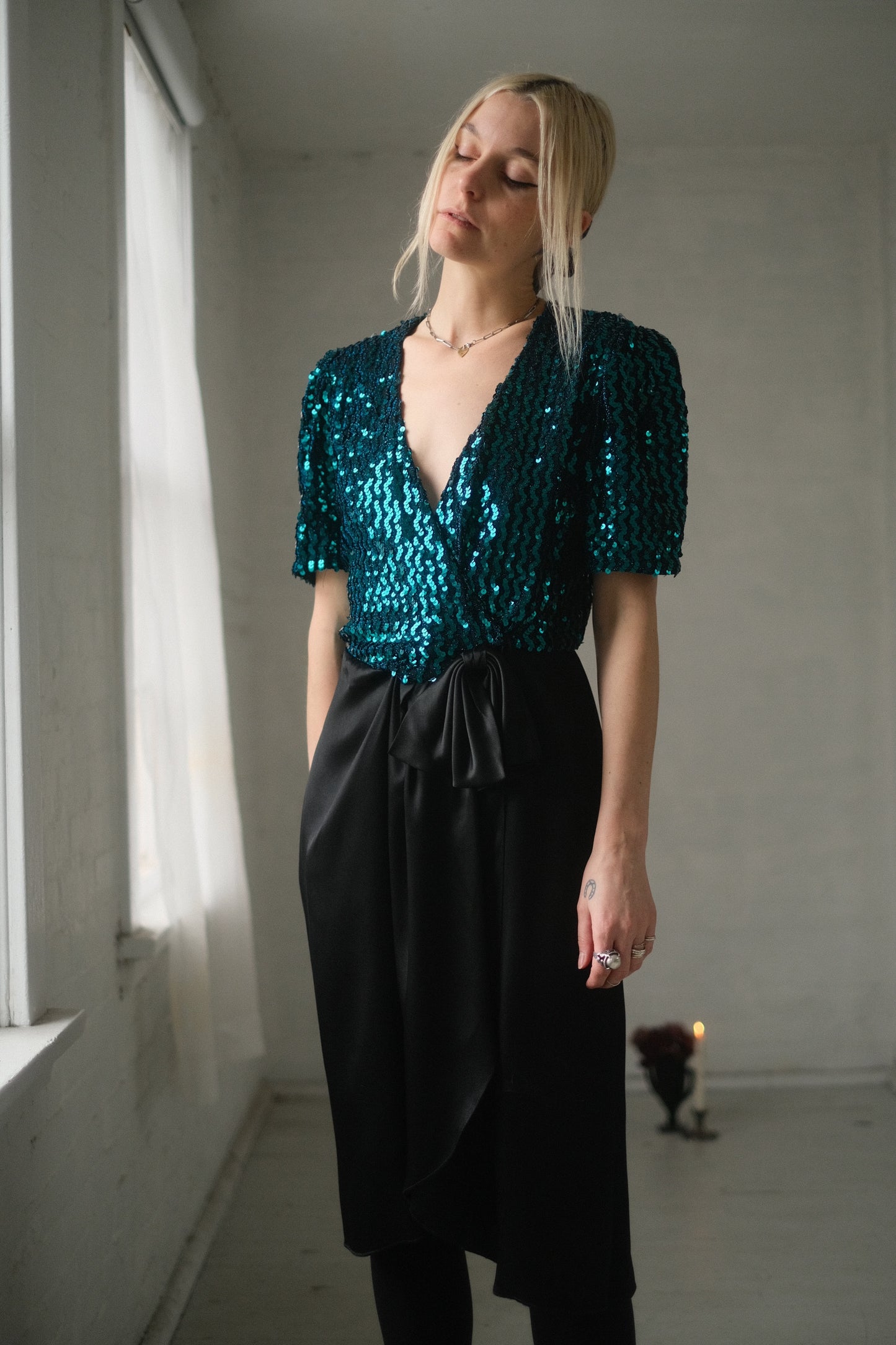 1980s Sequin + Bow Gown