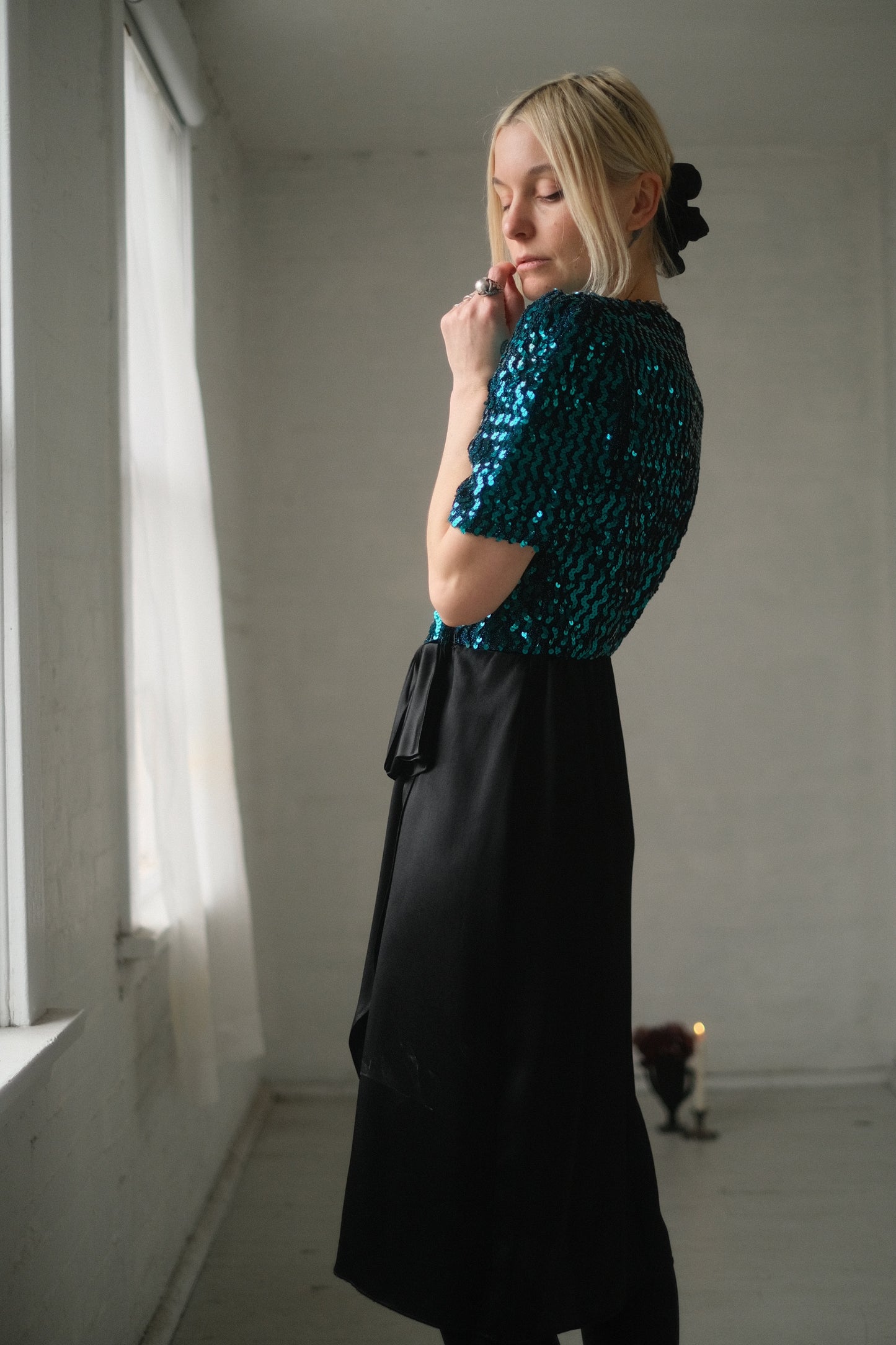 1980s Sequin + Bow Gown