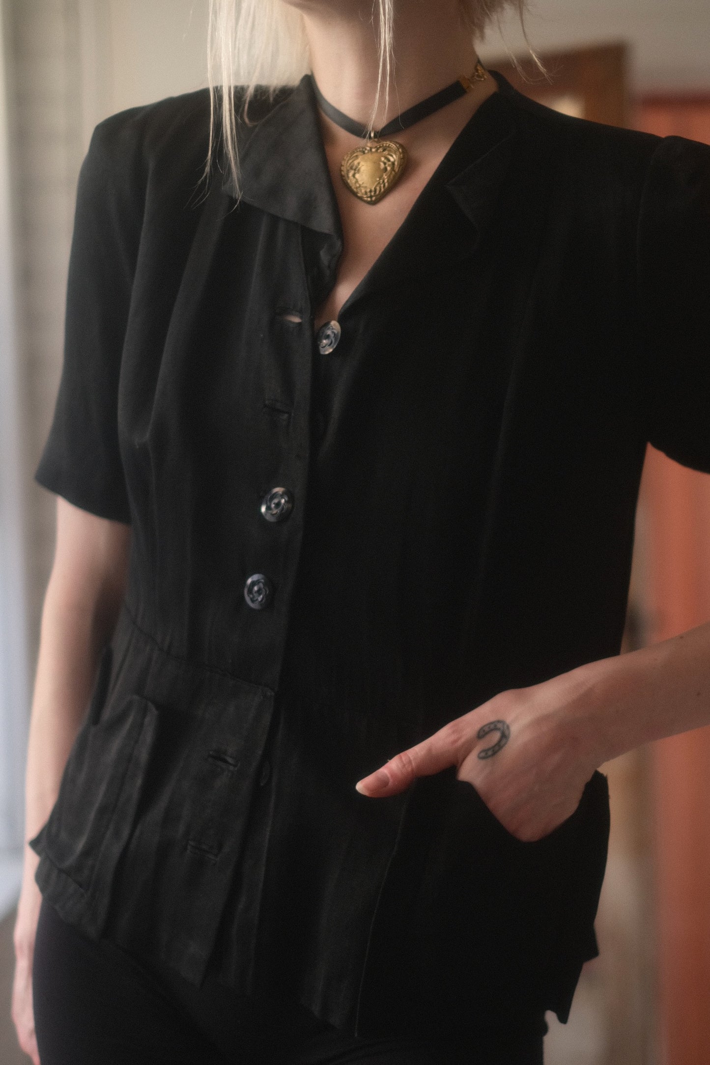 1930s Satin Button Up