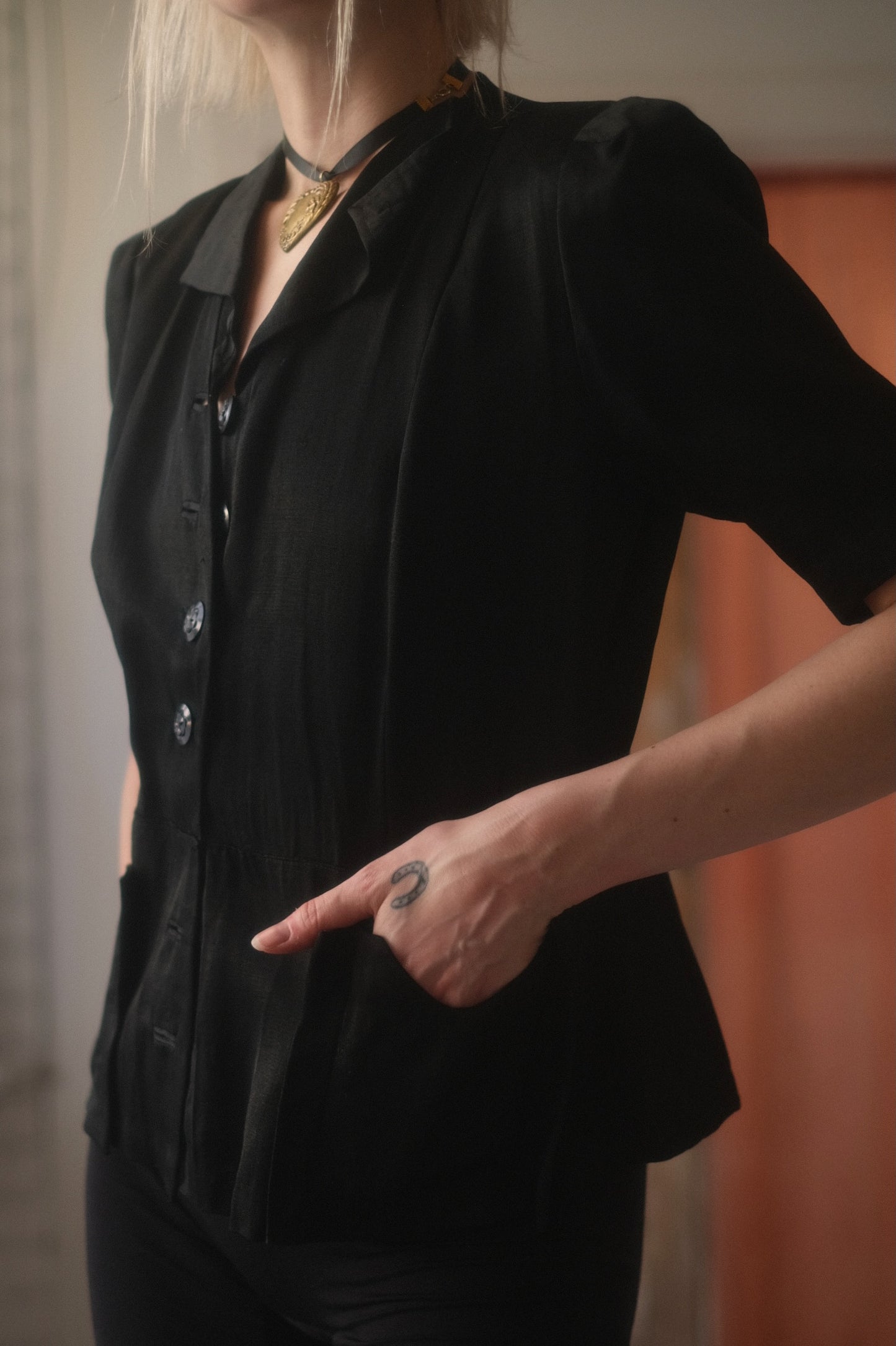 1930s Satin Button Up
