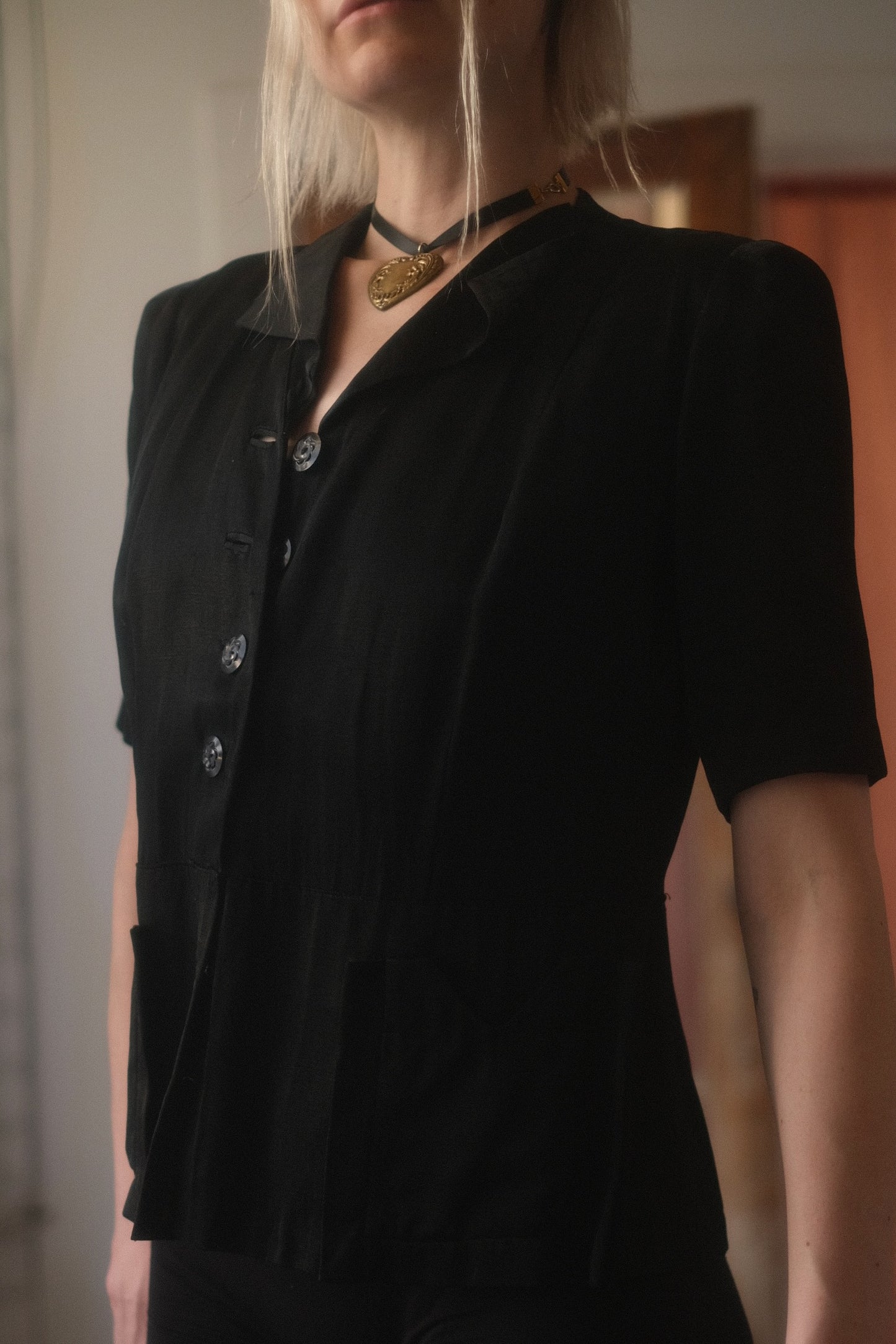 1930s Satin Button Up