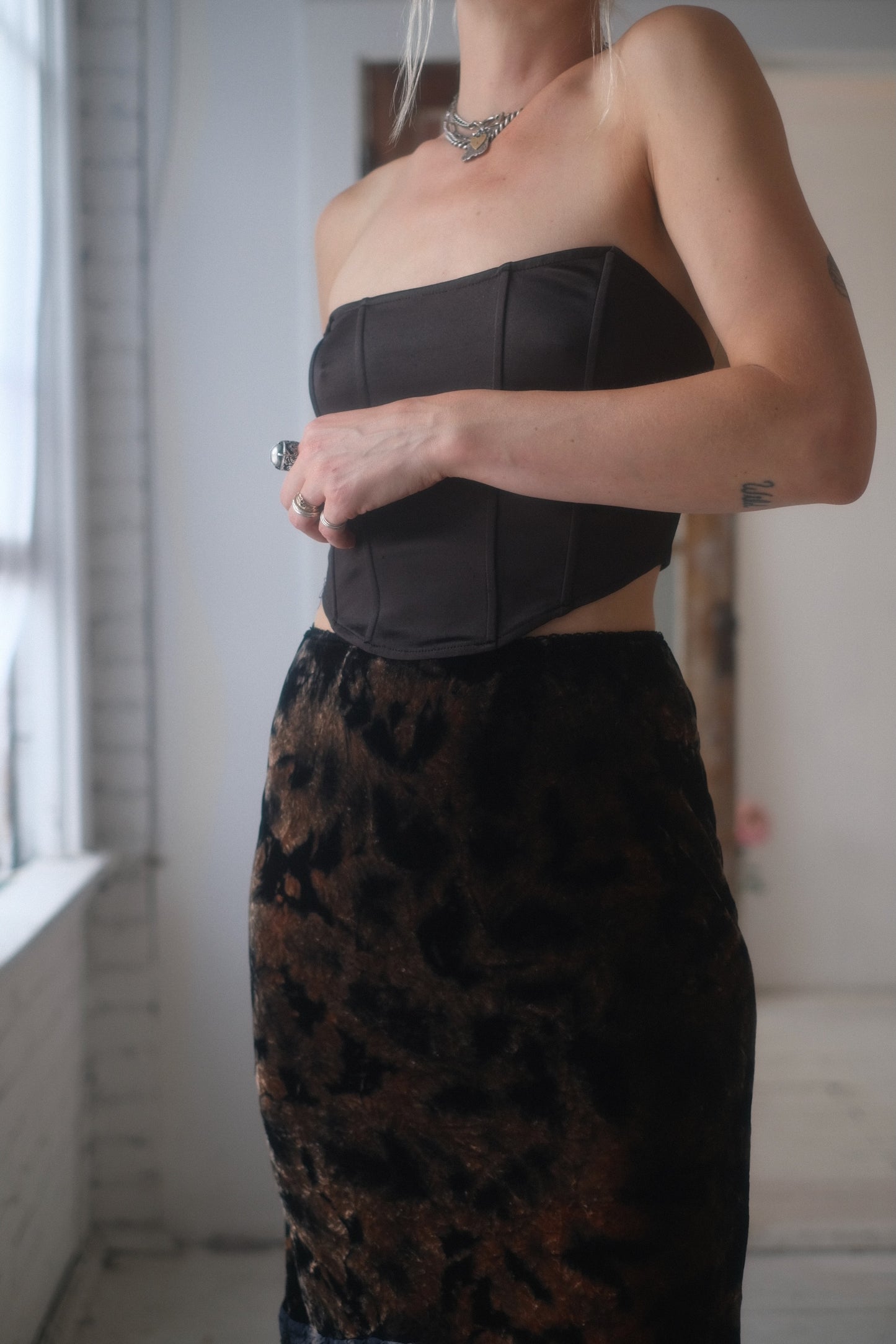 2000s Silk Velvet Skirt
