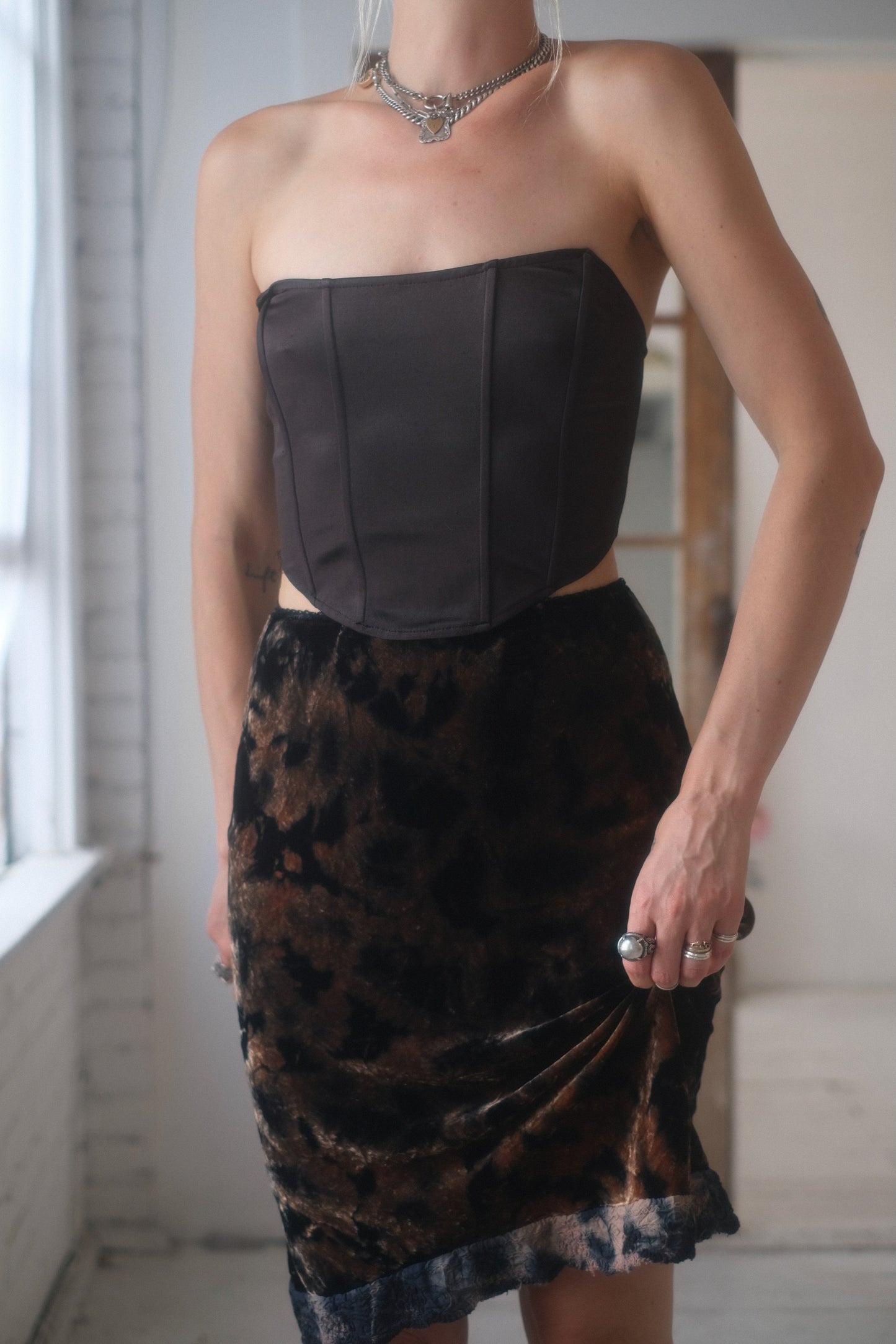 2000s Silk Velvet Skirt