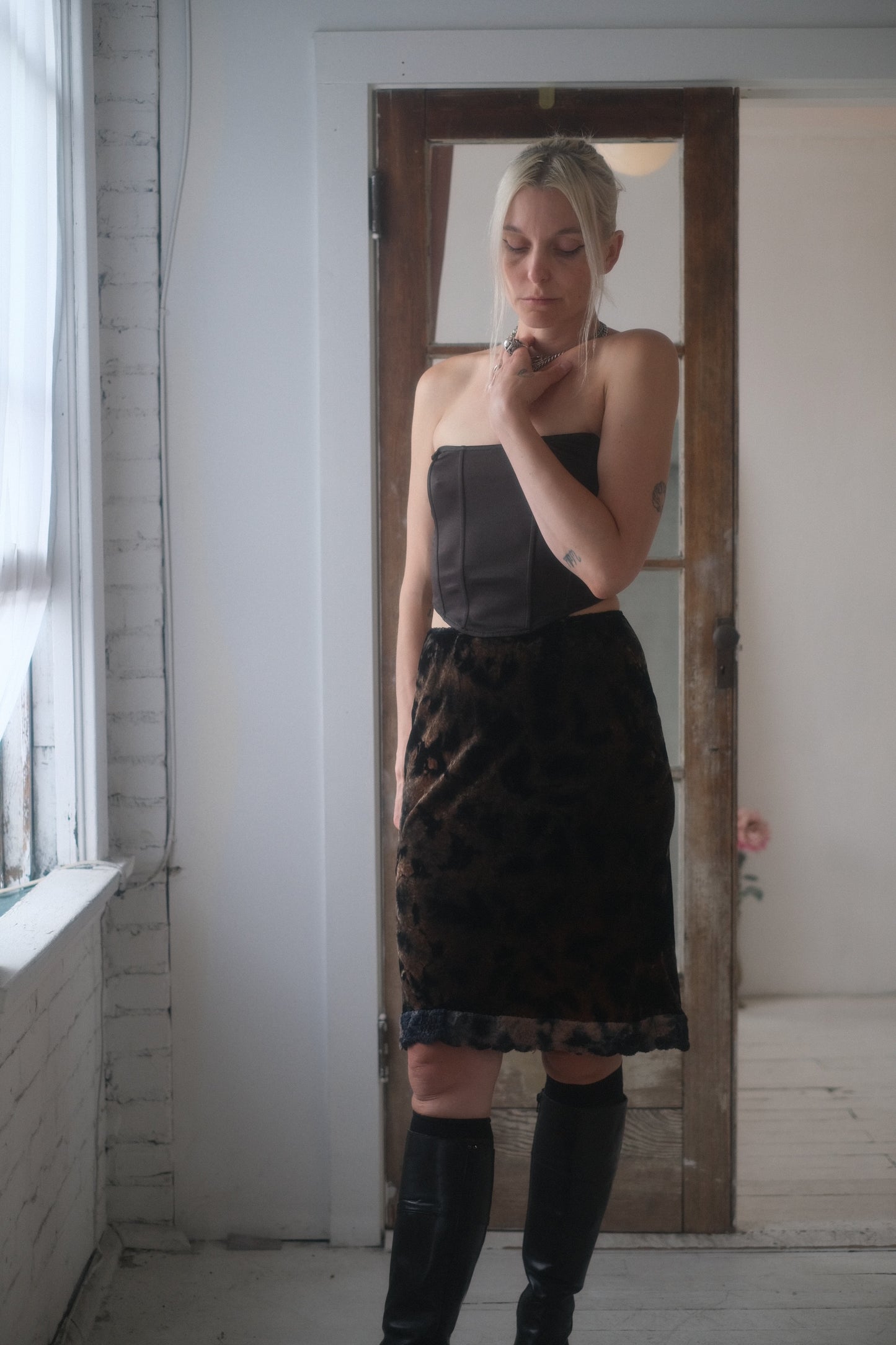 2000s Silk Velvet Skirt