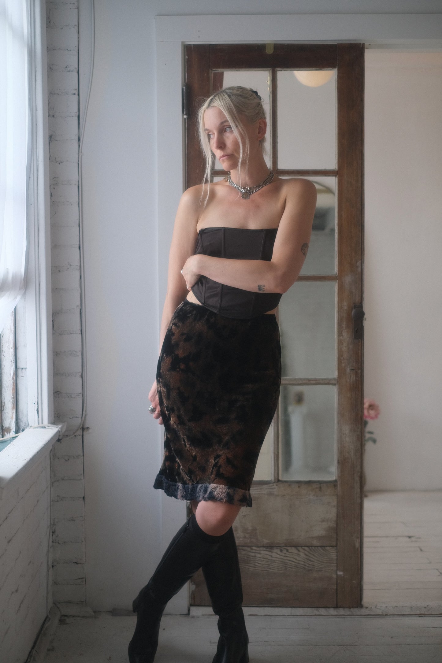 2000s Silk Velvet Skirt