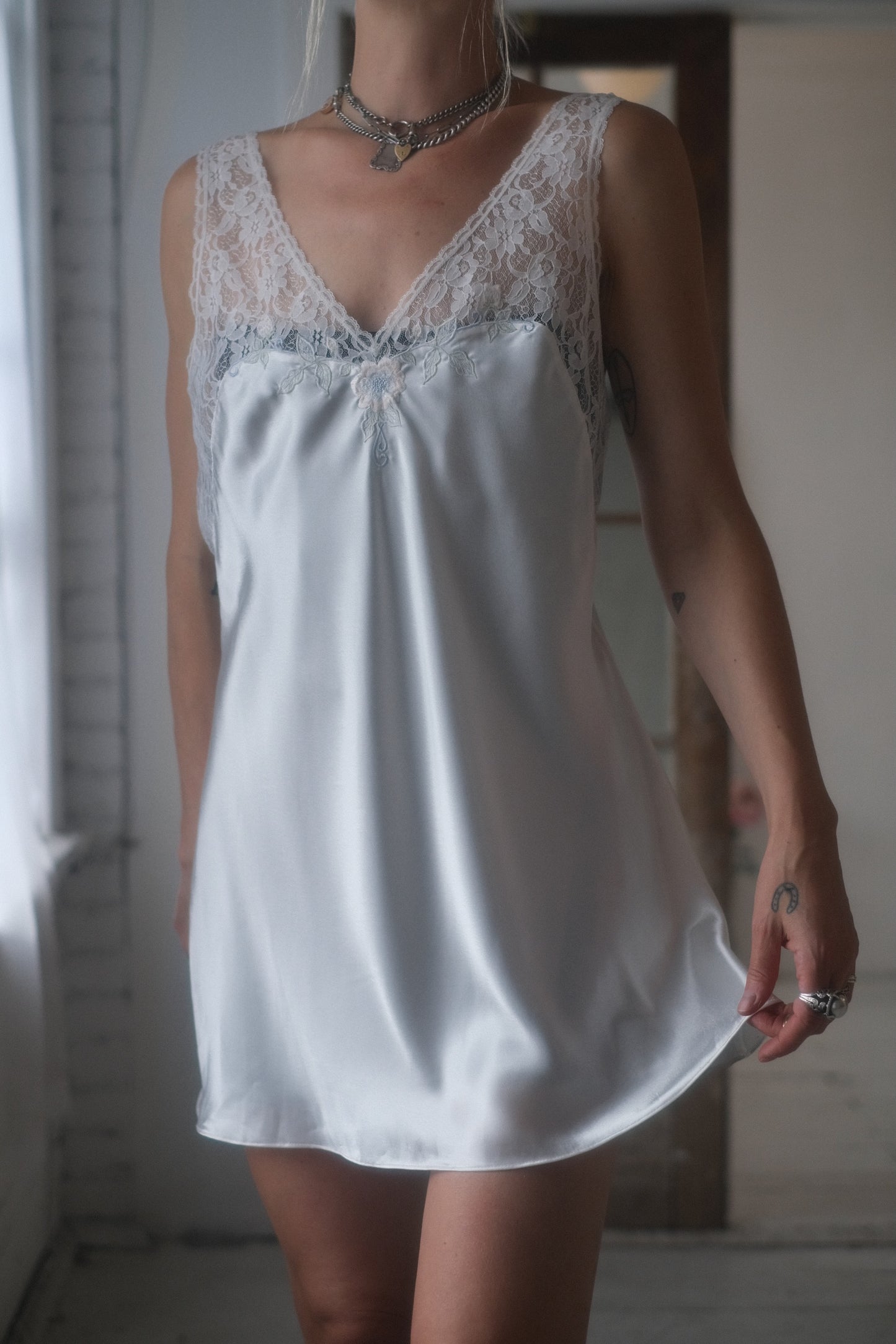 1980s Lace + Satin Slip