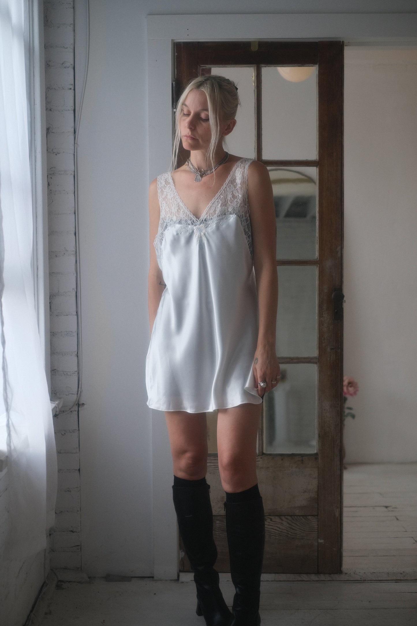 1980s Lace + Satin Slip