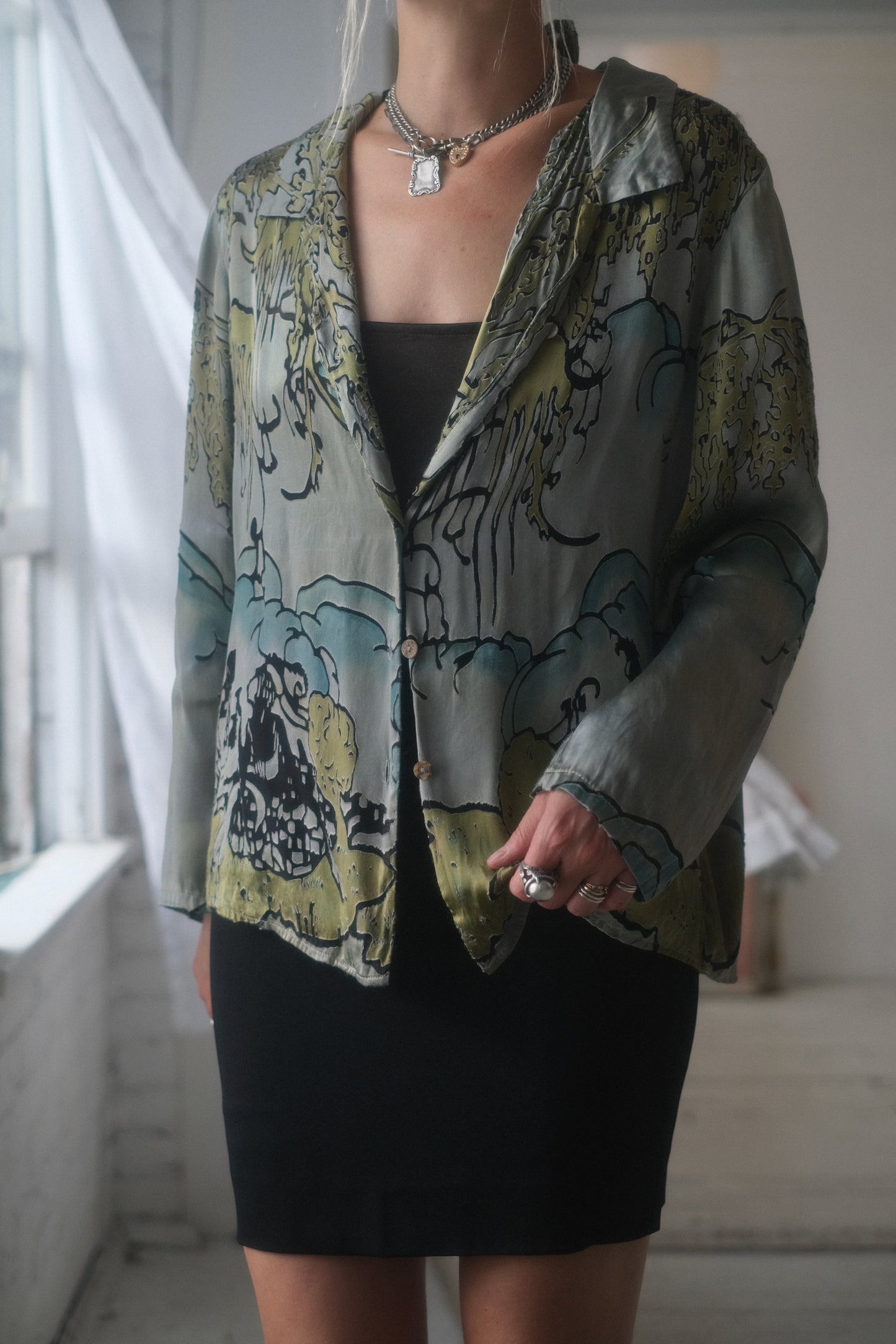 1990s Silk Art Blouse
