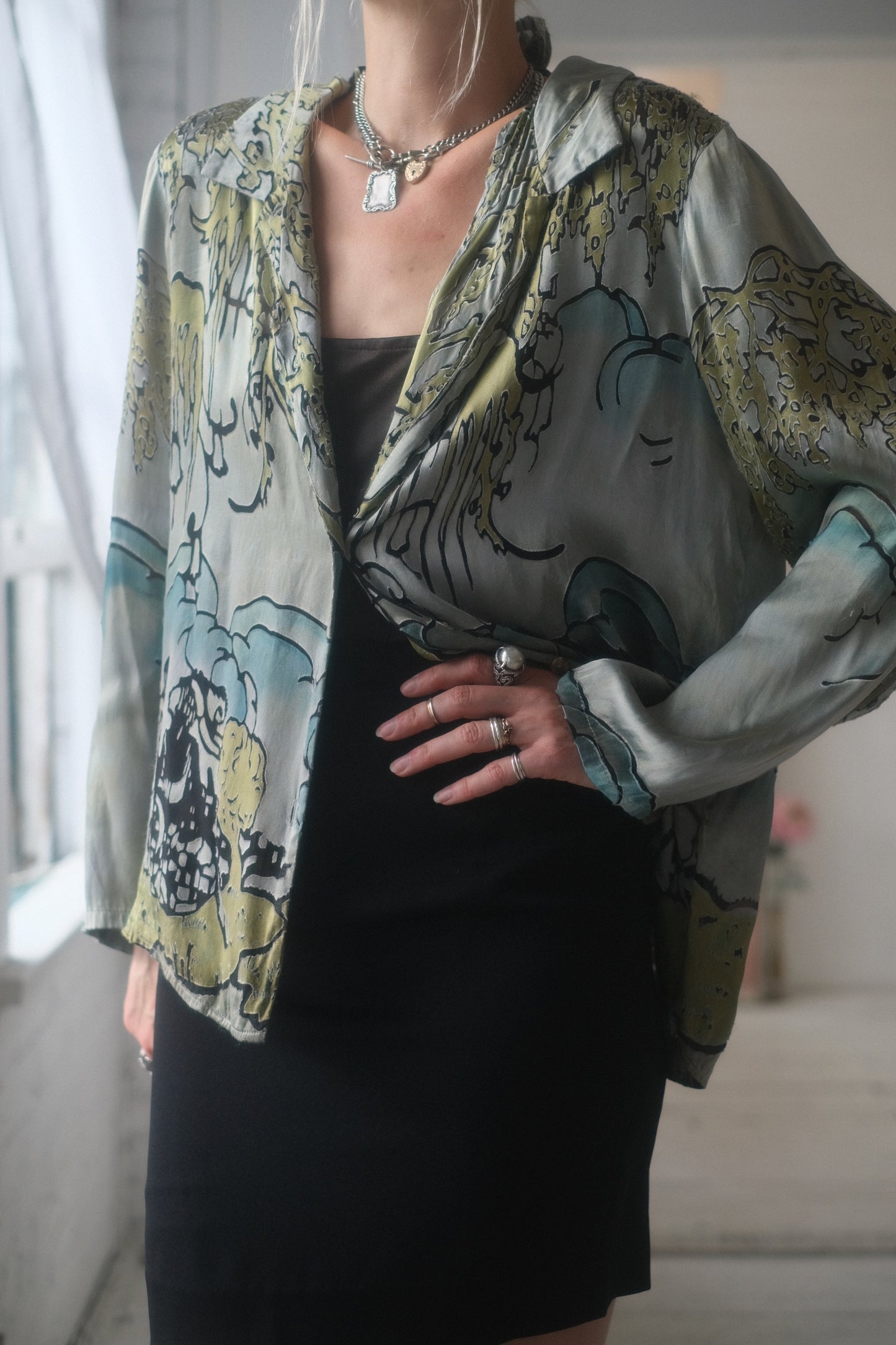 1990s Silk Art Blouse