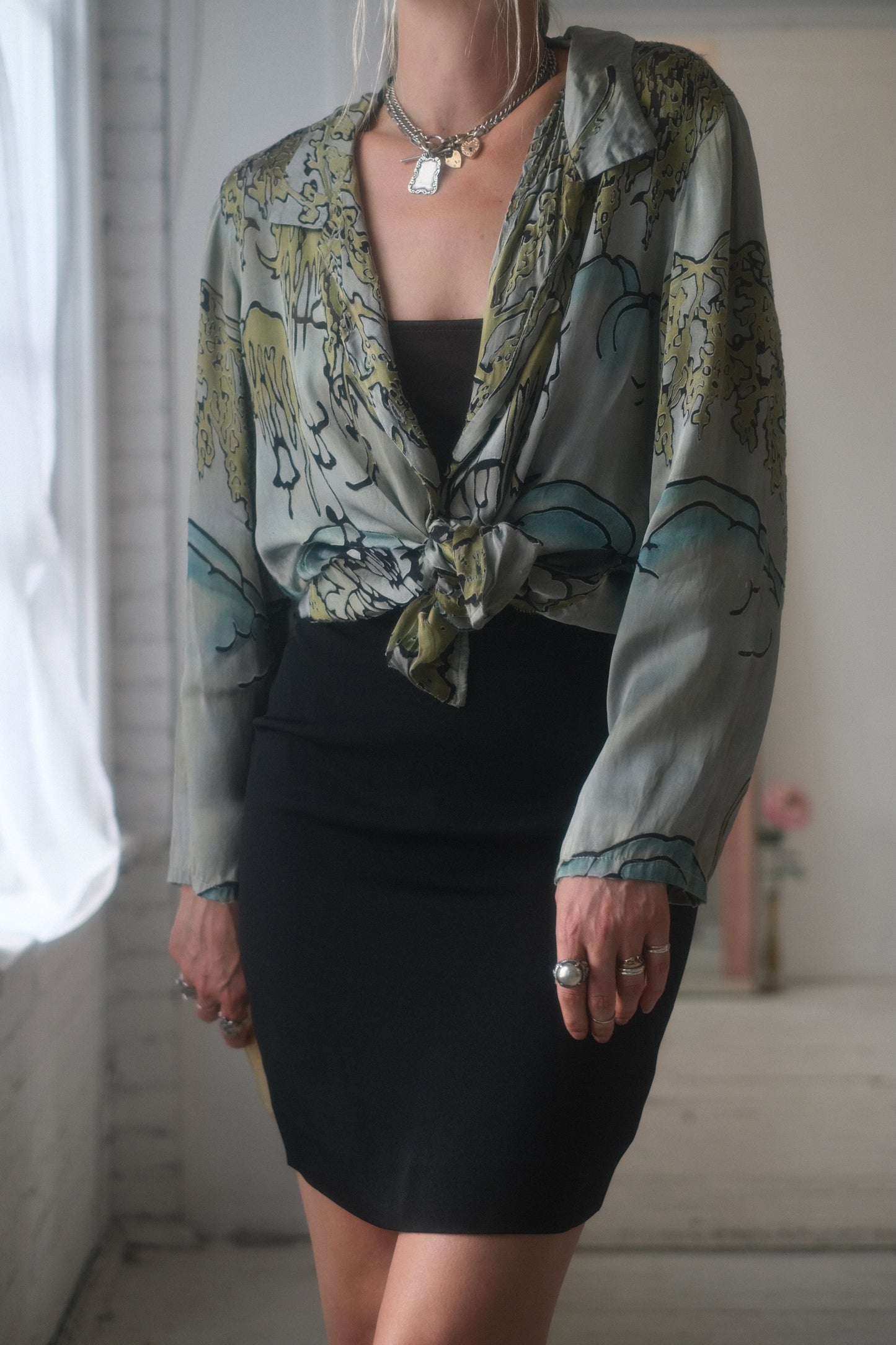 1990s Silk Art Blouse