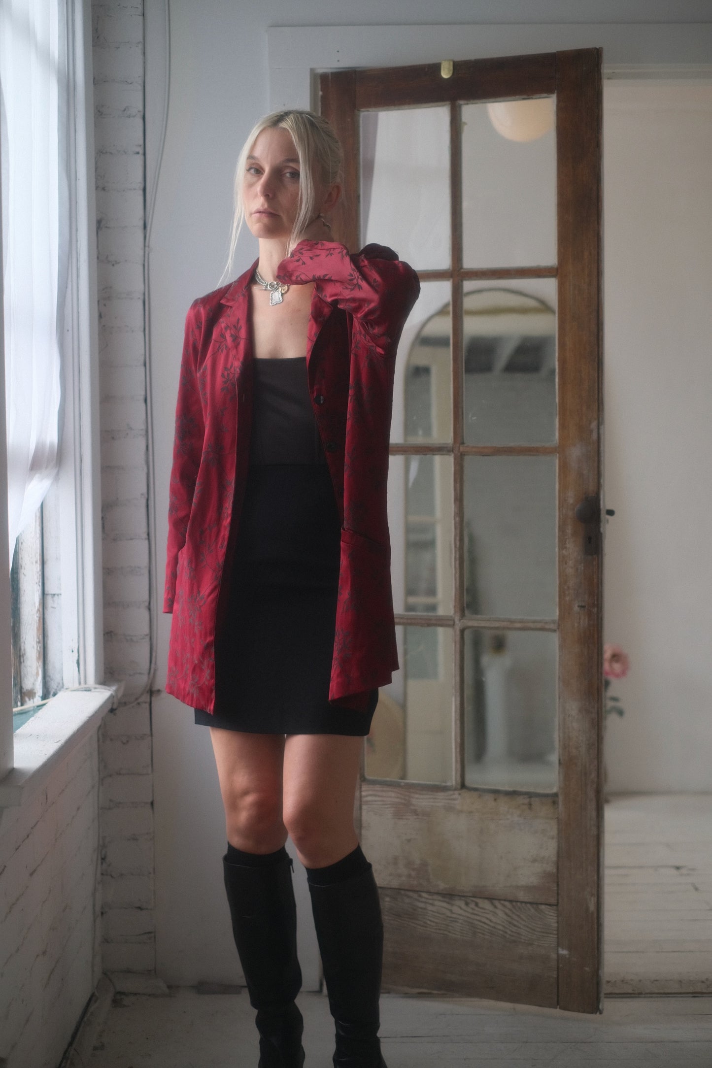 1990s Oxblood Satin Blazer