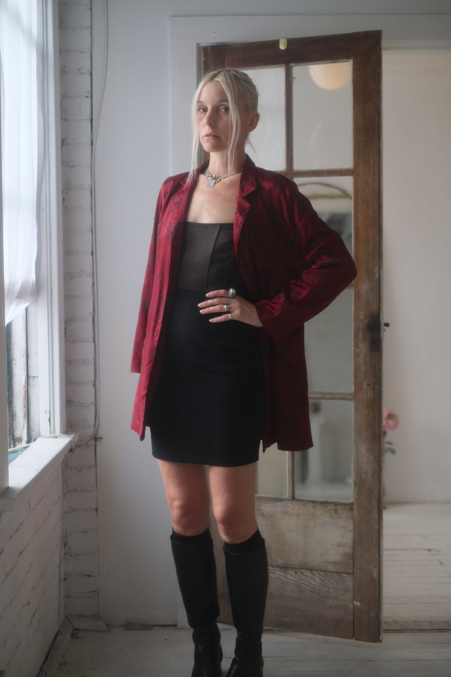 1990s Oxblood Satin Blazer