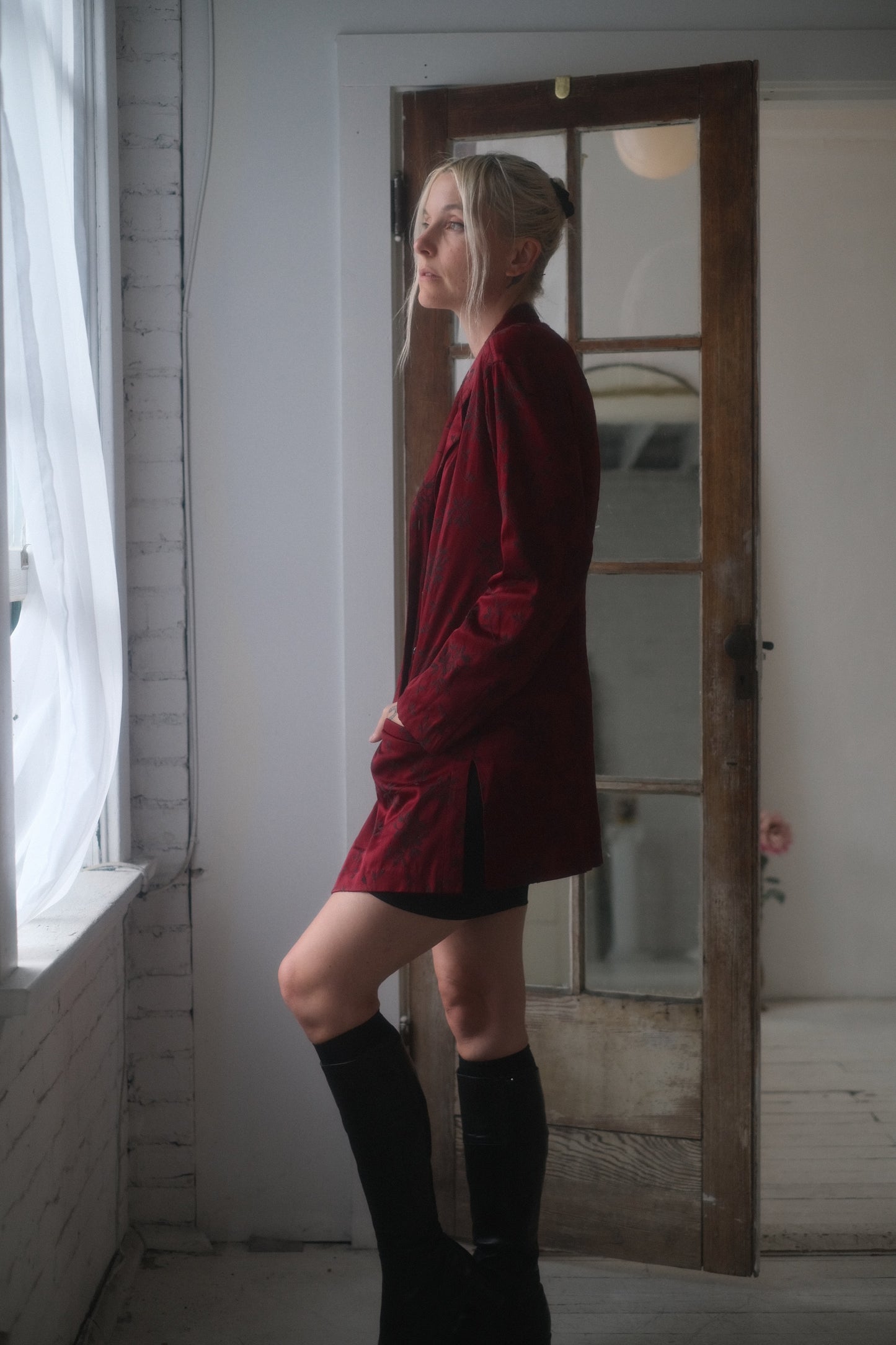 1990s Oxblood Satin Blazer