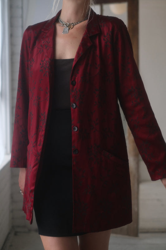 1990s Oxblood Satin Blazer