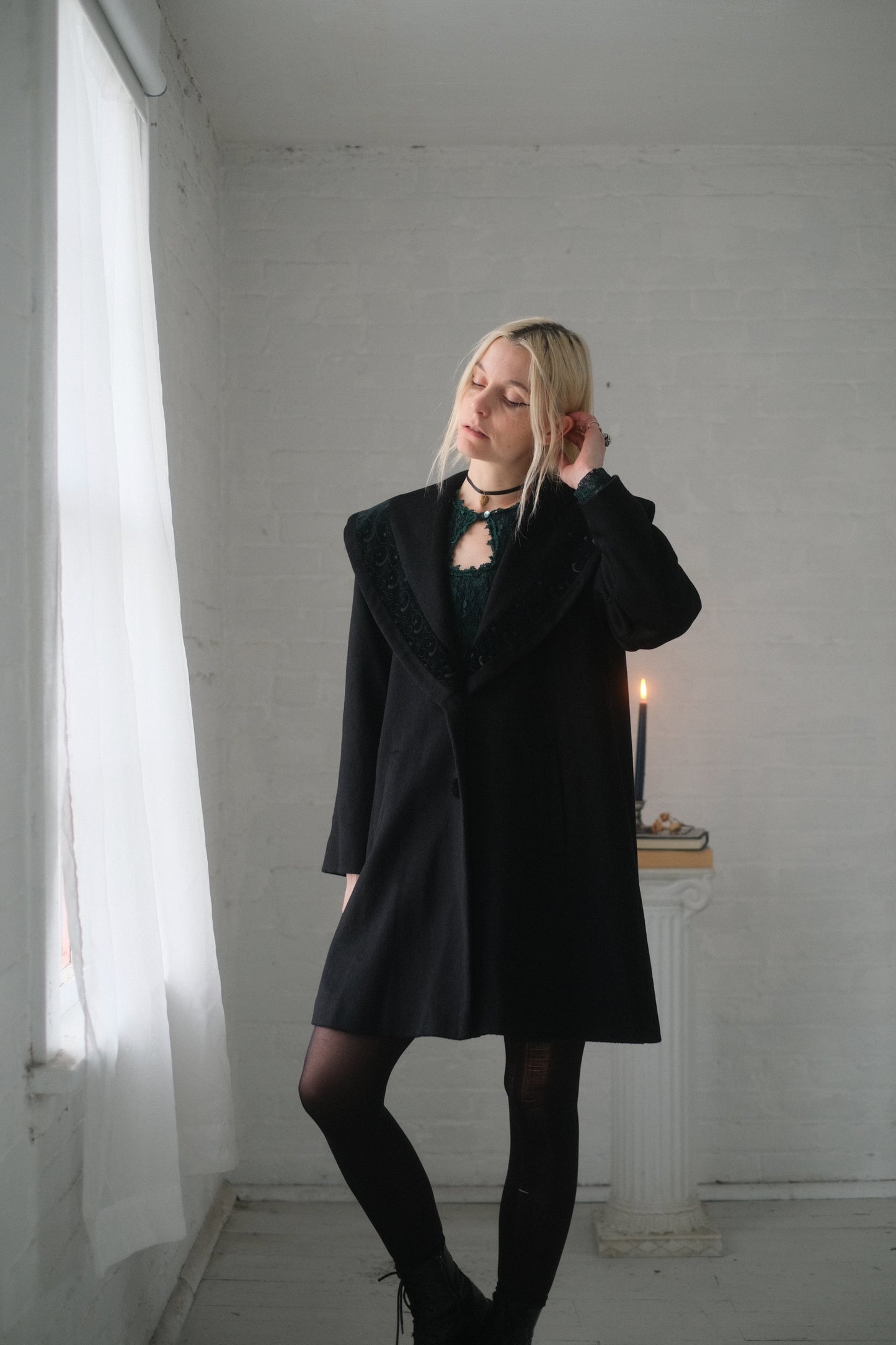 1980s Velvet Collar Overcoat