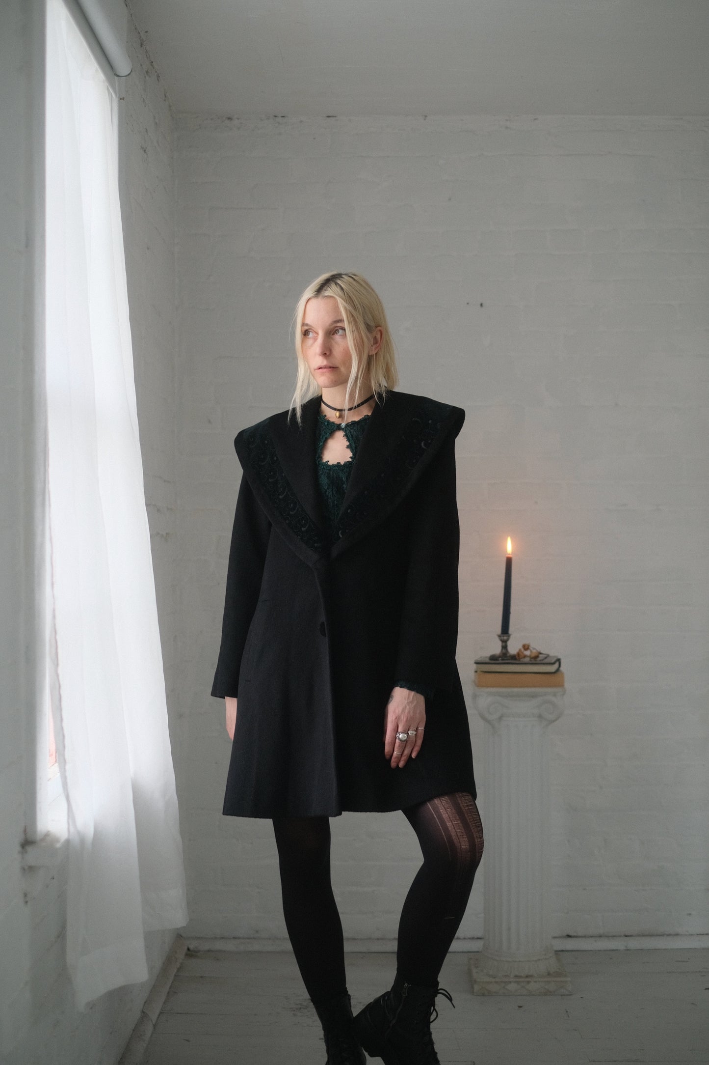 1980s Velvet Collar Overcoat